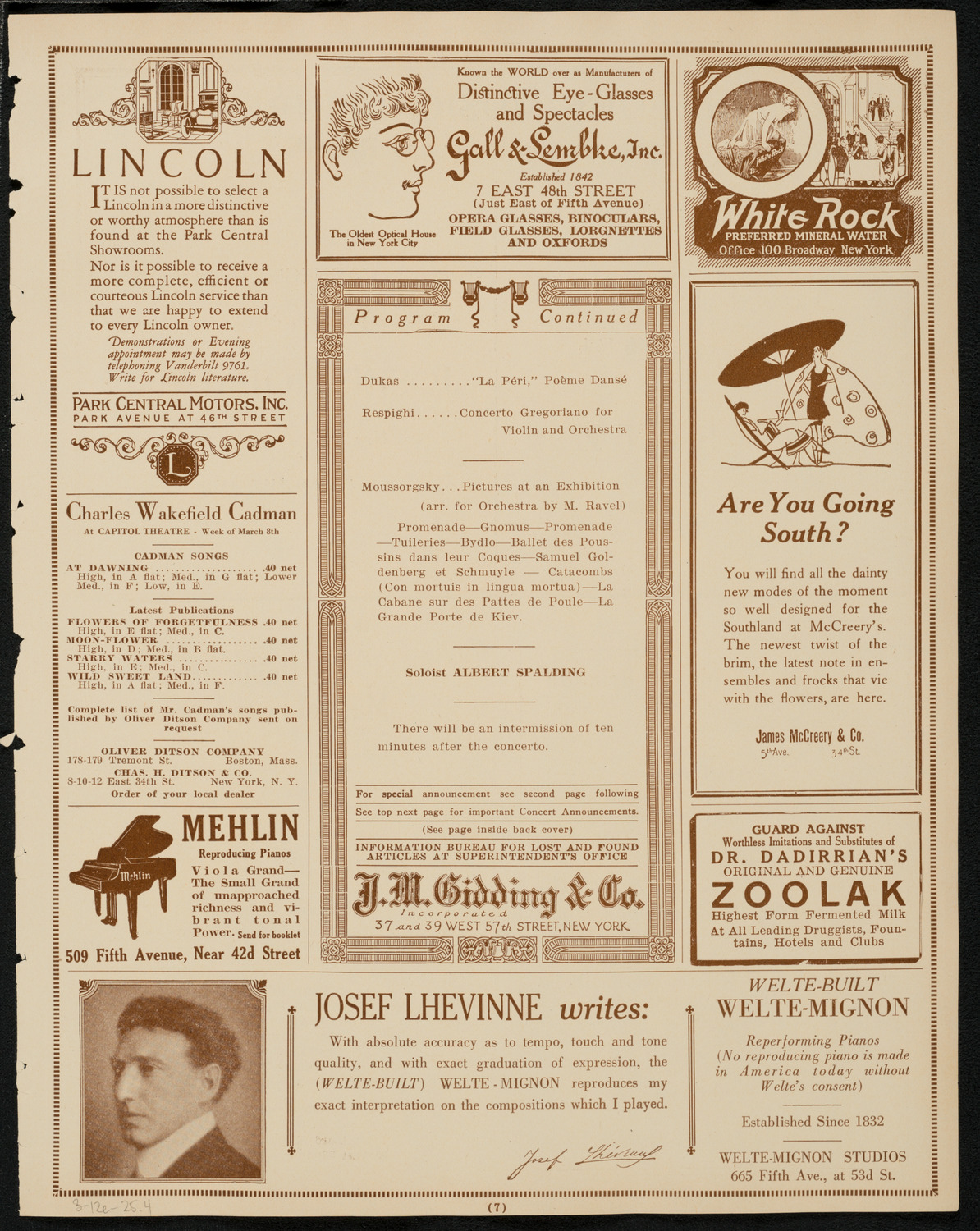 Boston Symphony Orchestra, March 12, 1925, program page 7