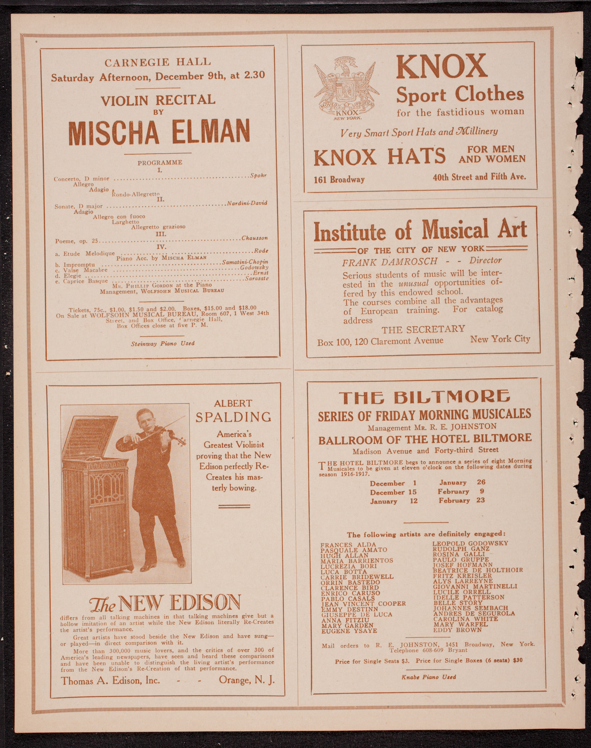 New York Symphony Orchestra, November 25, 1916, program page 2