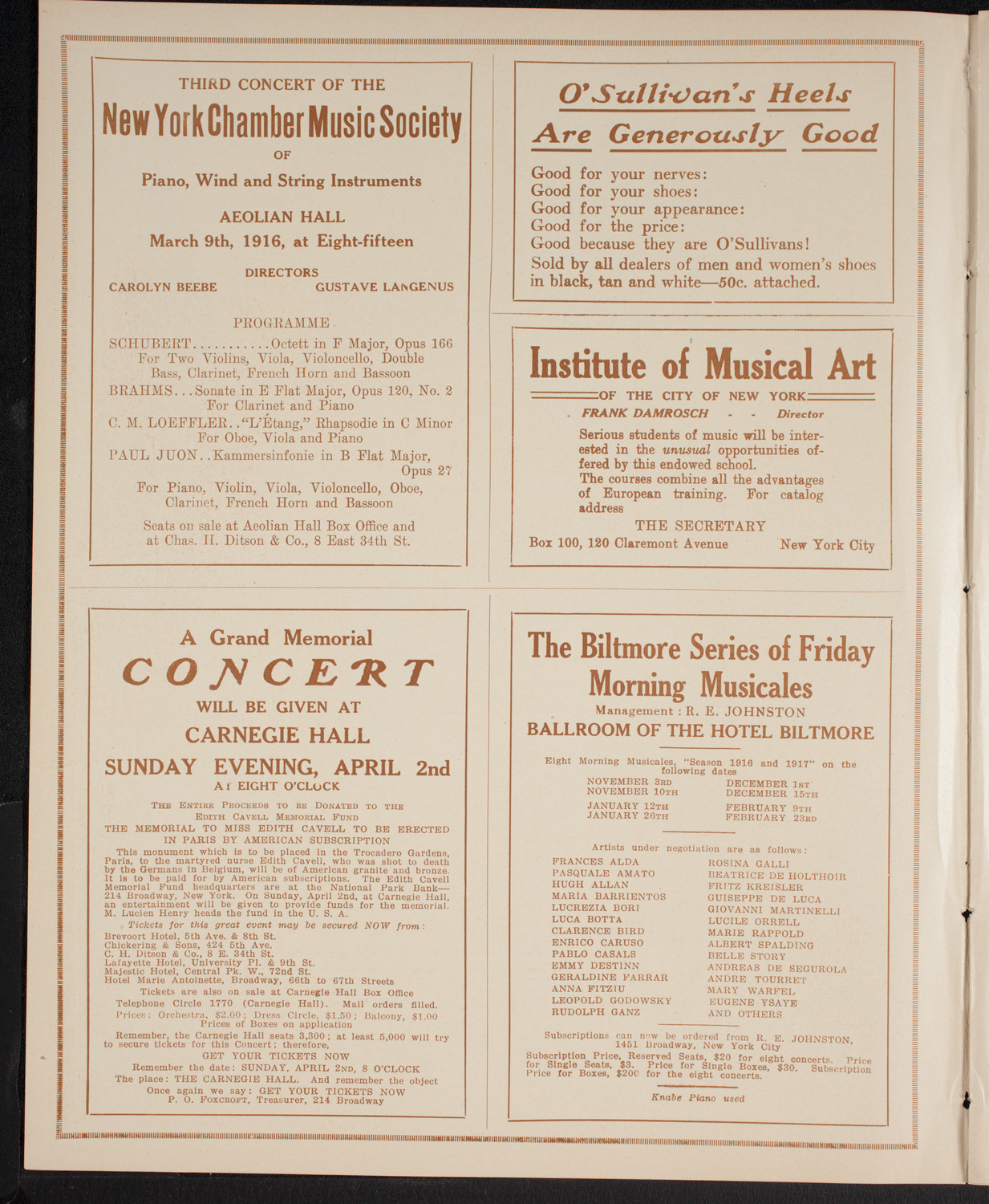 New York Philharmonic, March 5, 1916, program page 2