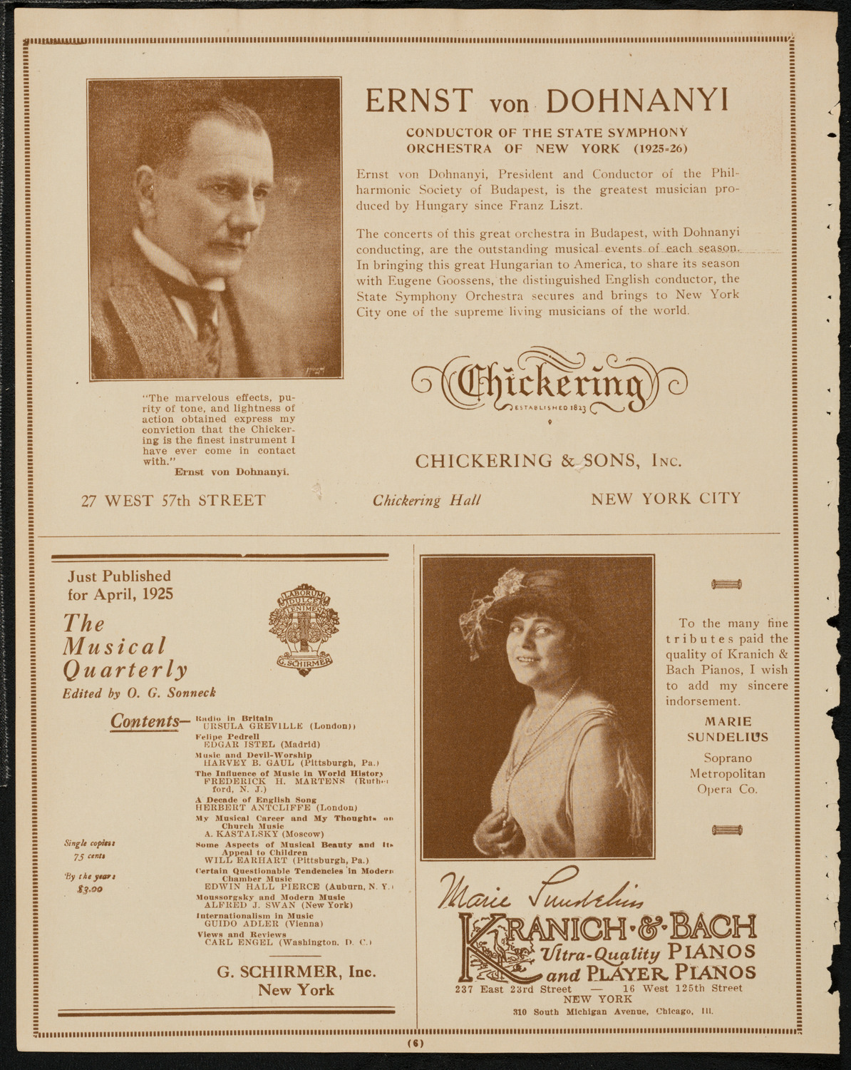 New York Philharmonic, April 11, 1925, program page 6