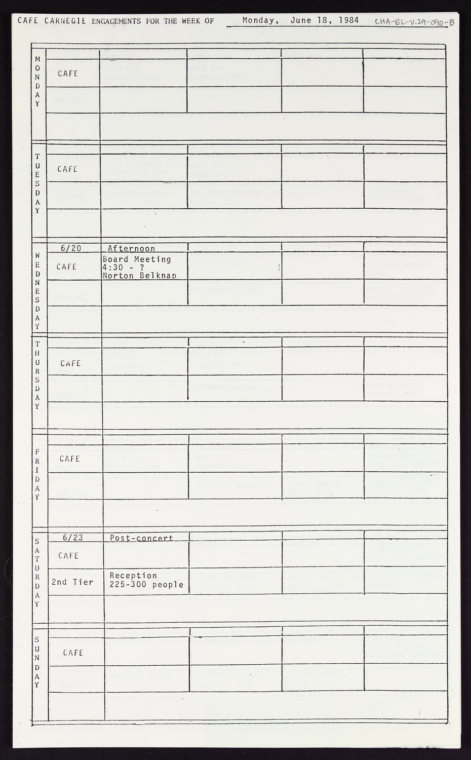 Carnegie Hall Booking Ledger, volume 29, page 90b