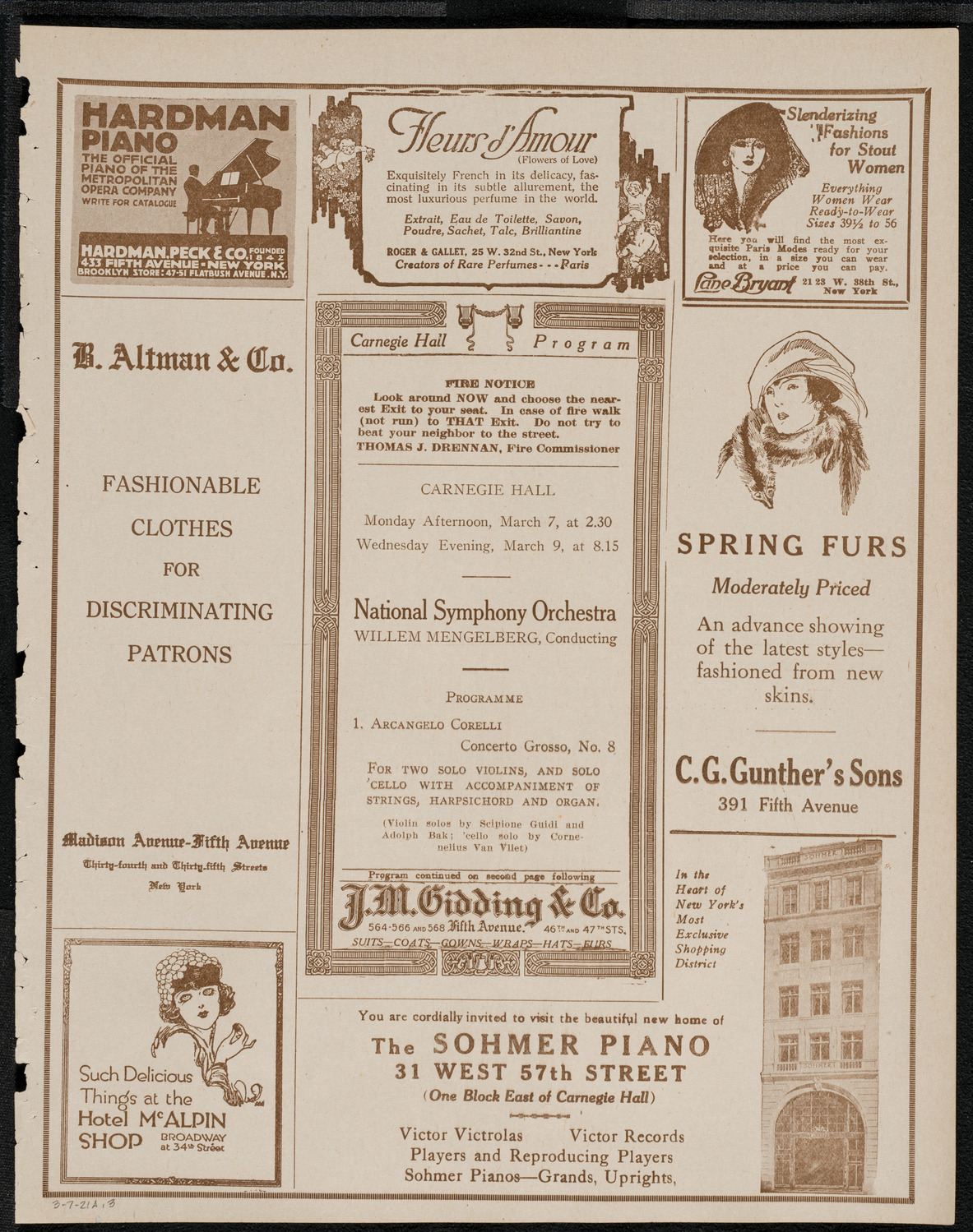 National Symphony Orchestra, March 7, 1921, program page 5