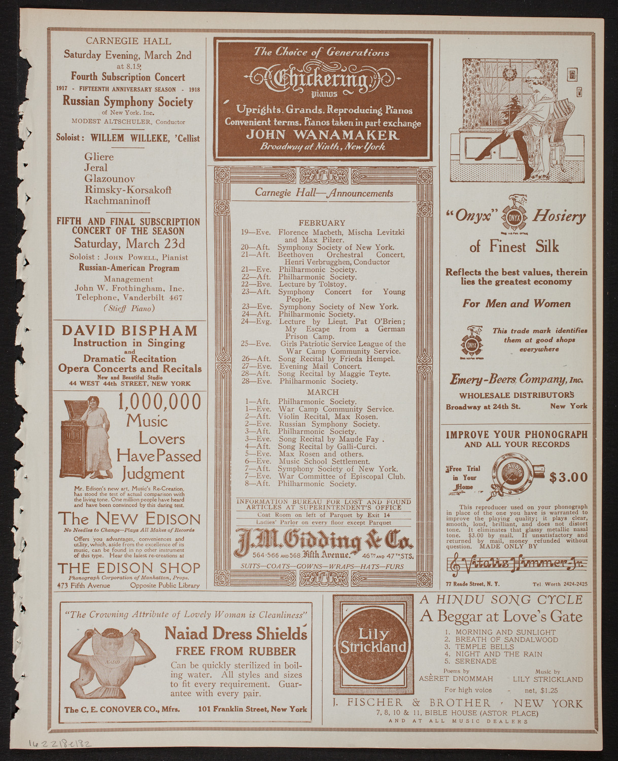 Sunday Campaign Choir Rally and Choral Festival, February 18, 1918, program page 3