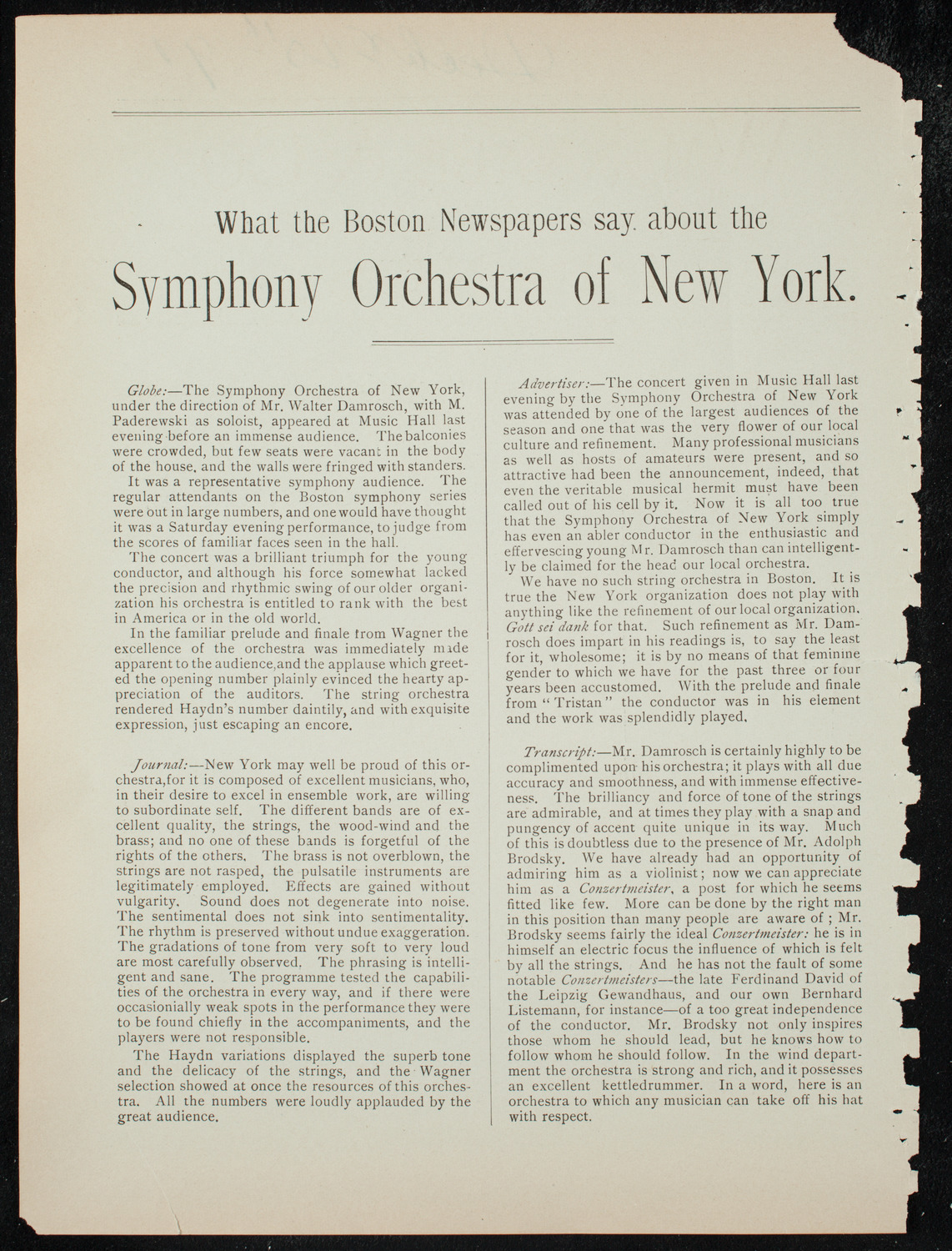 Damrosch Sunday Concert, December 20, 1891, program page 2