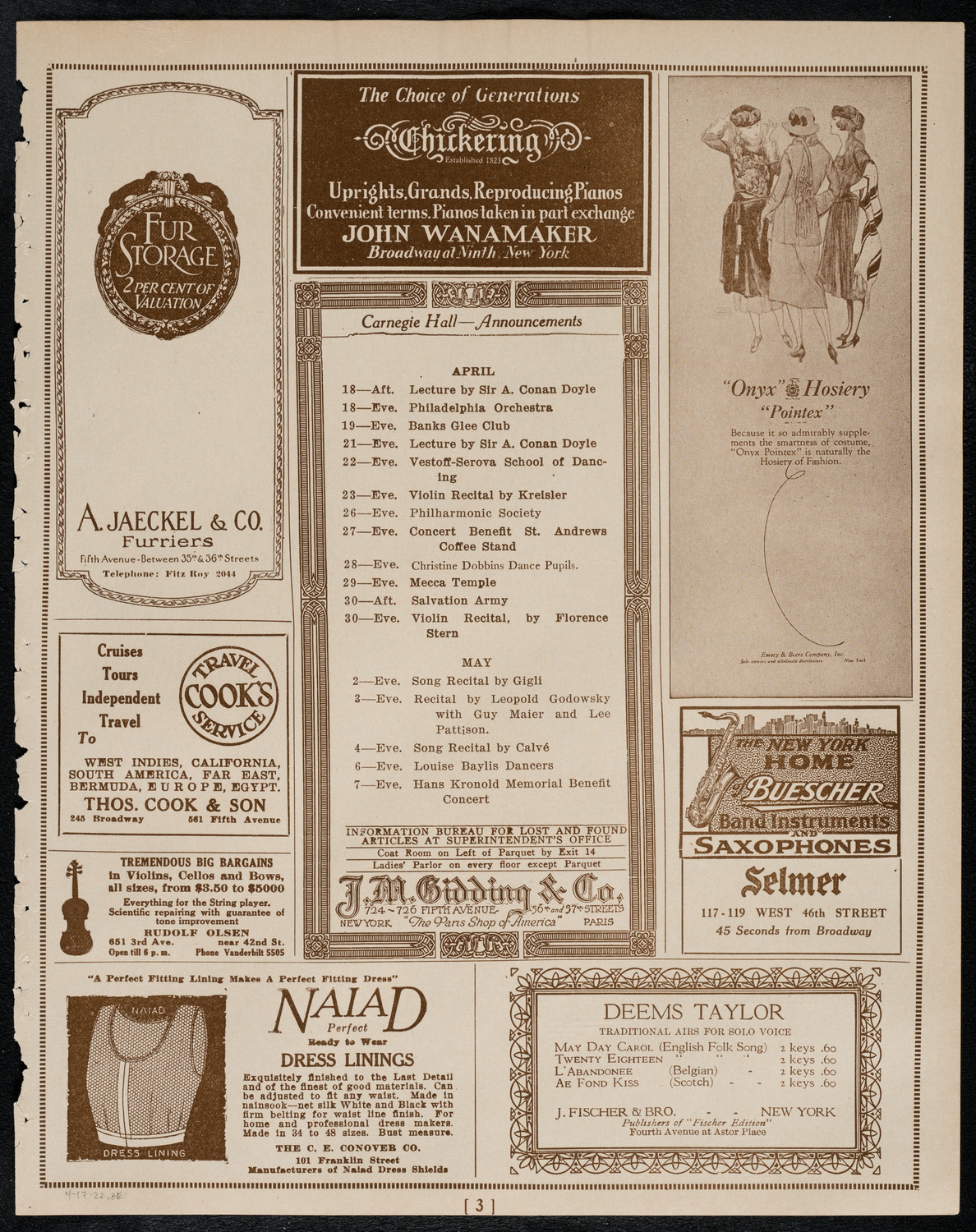 Harvard Glee Club, April 17, 1922, program page 3