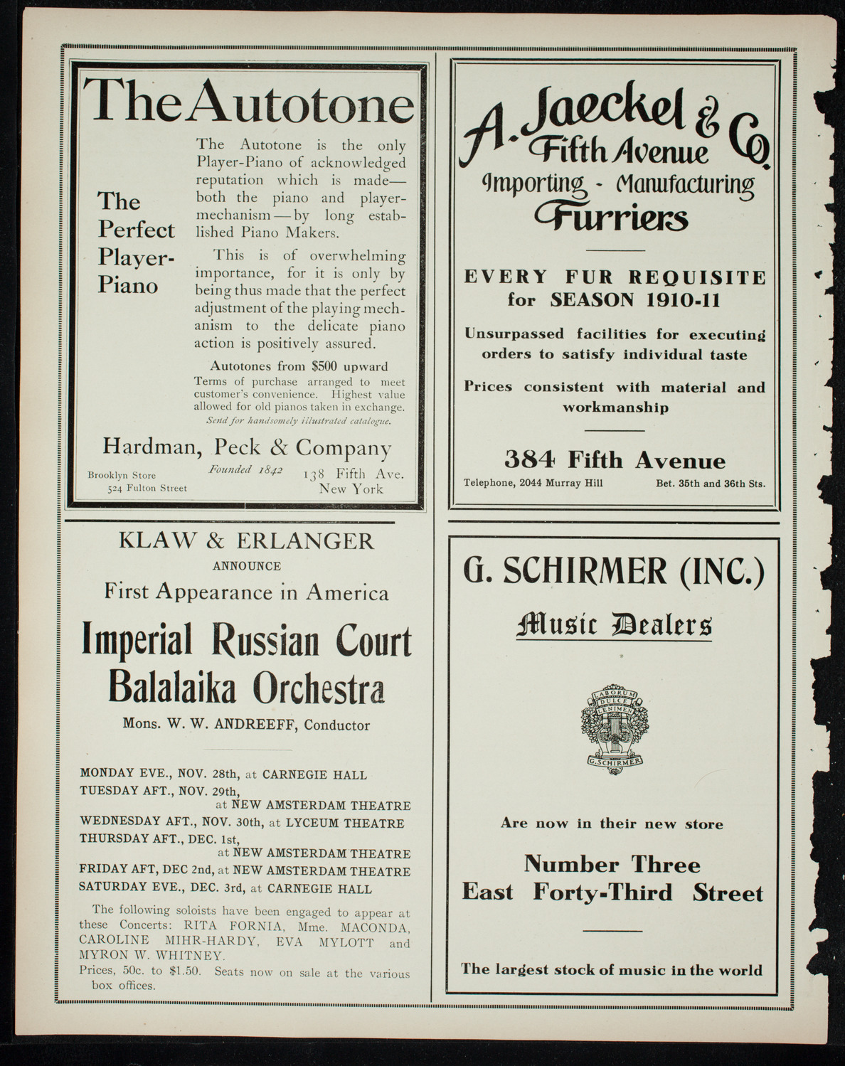 Russian Symphony Society of New York, November 17, 1910, program page 8