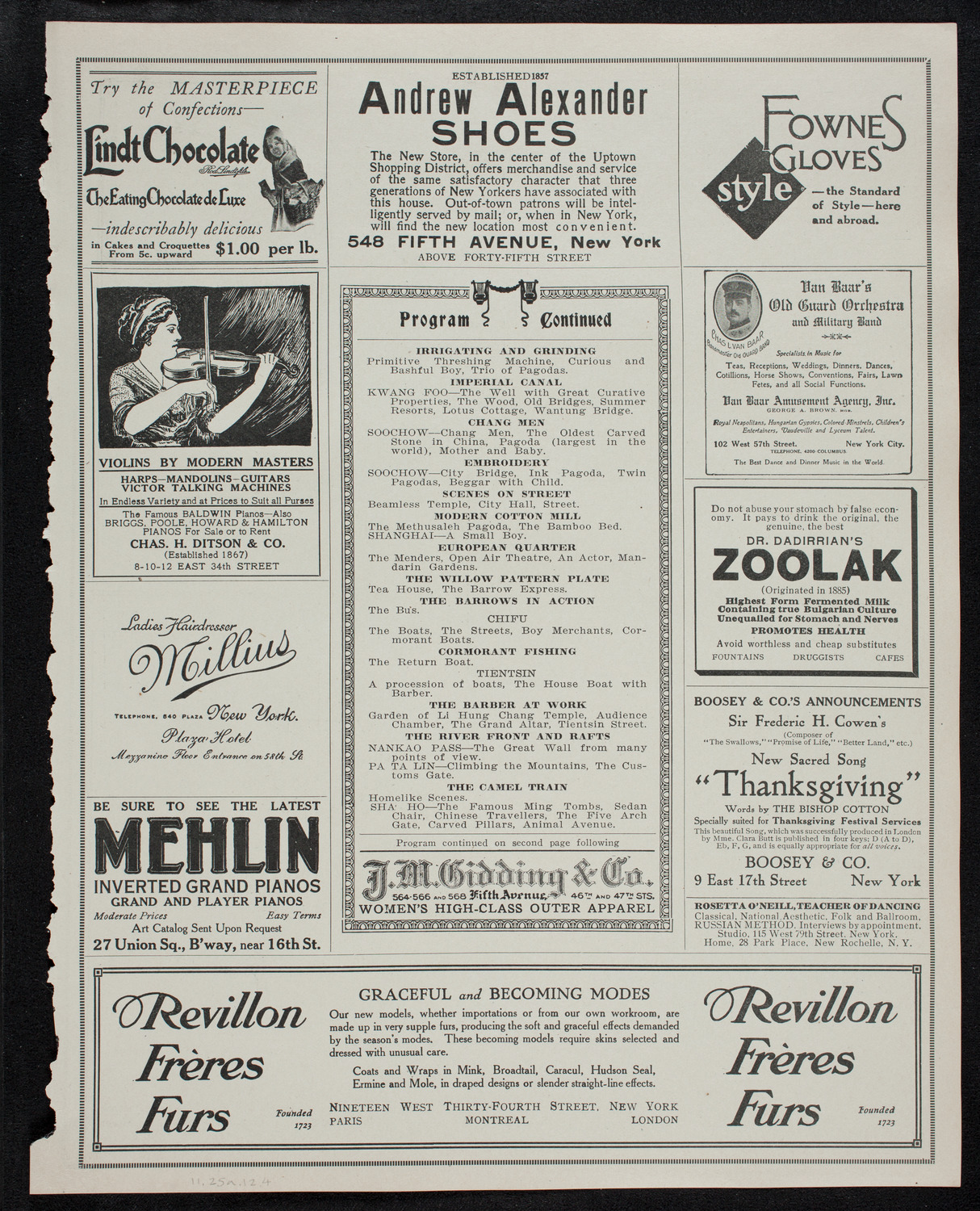 R.G. Knowles Travel Studies: China, November 25, 1912, program page 7
