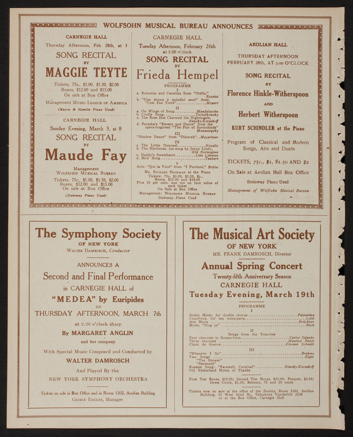 New York Philharmonic, February 24, 1918, program page 8
