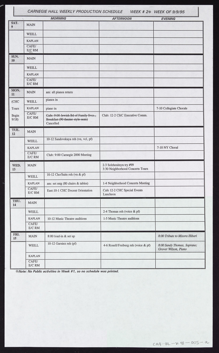 Carnegie Hall Booking Ledger, volume 41, page 5a