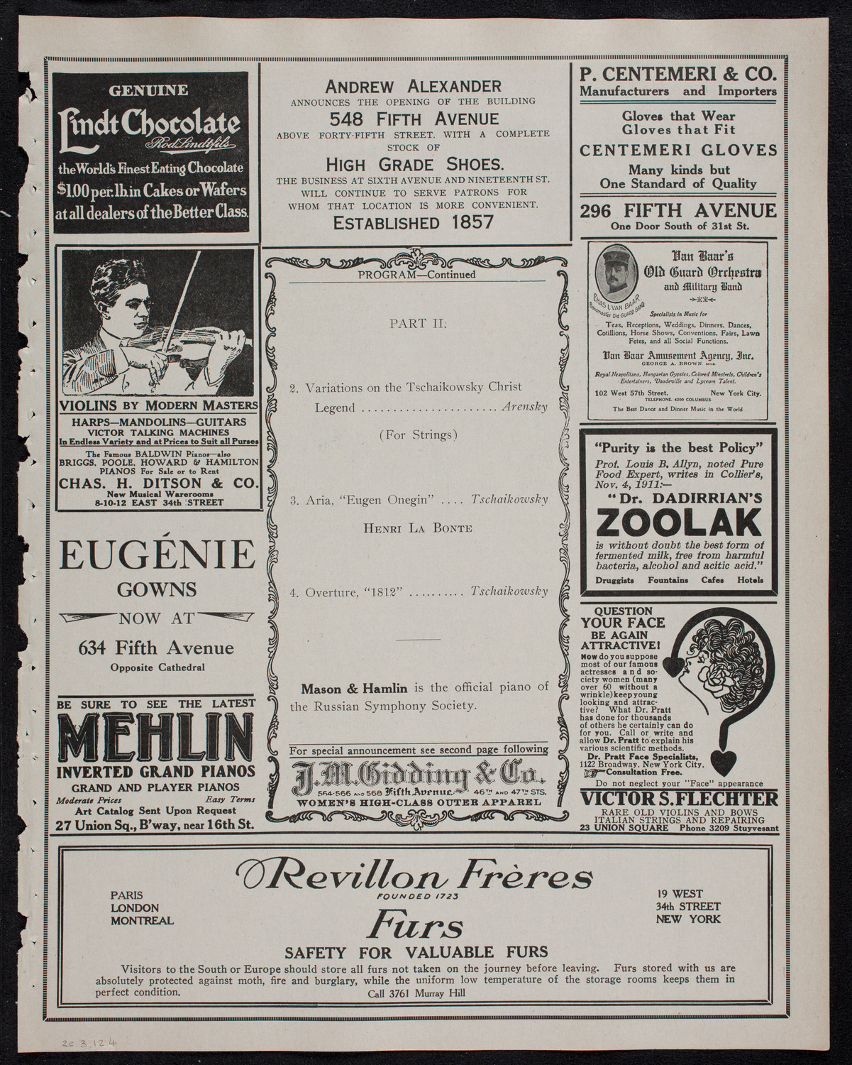 Russian Symphony Society of New York, March 2, 1912, program page 7