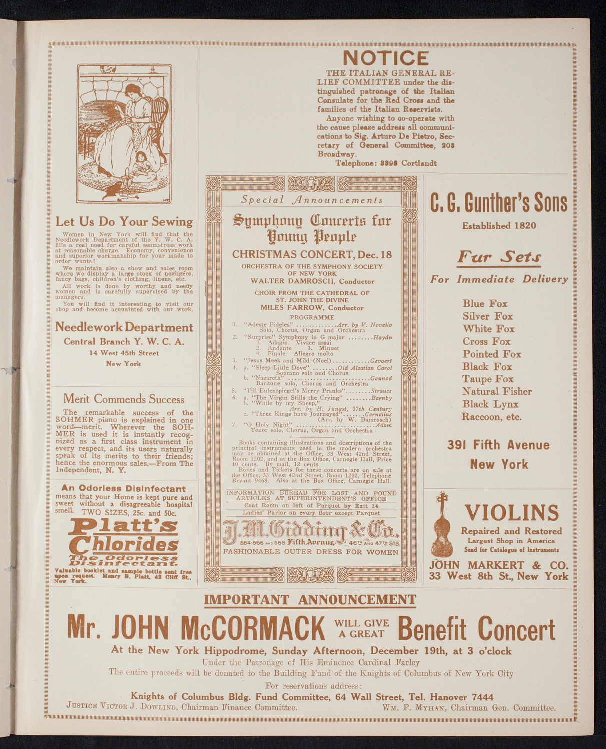 John McCormack, Tenor, November 21, 1915, program page 9