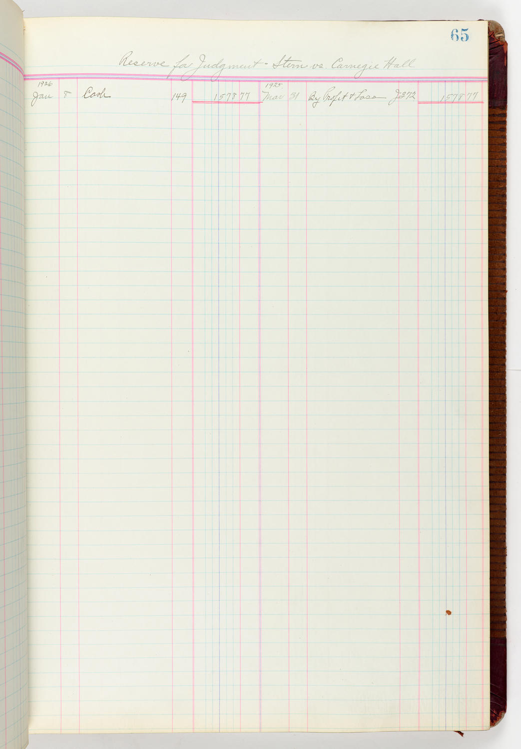 Music Hall Accounting Ledger Journal, volume 6, page 65