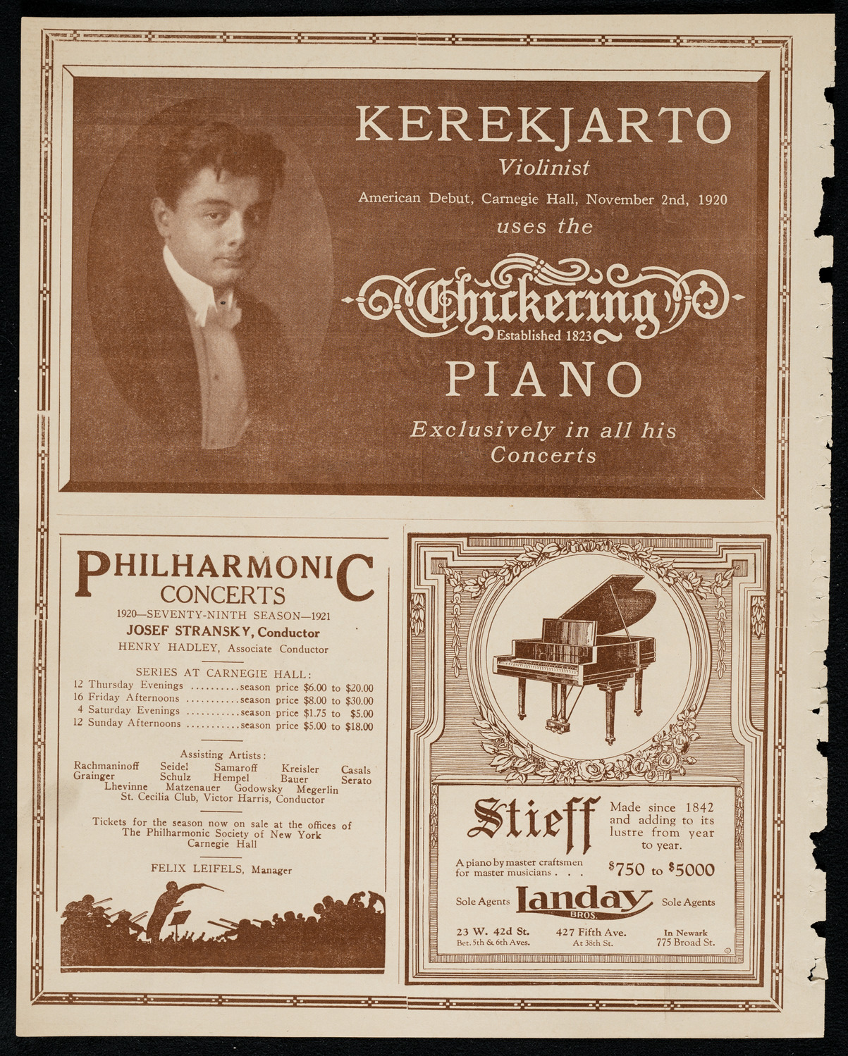 J. Piastro Borisoff, Violin, November 1, 1920, program page 12