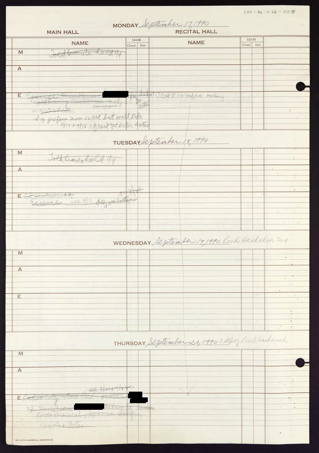 Carnegie Hall Booking Ledger, volume 36, page 8