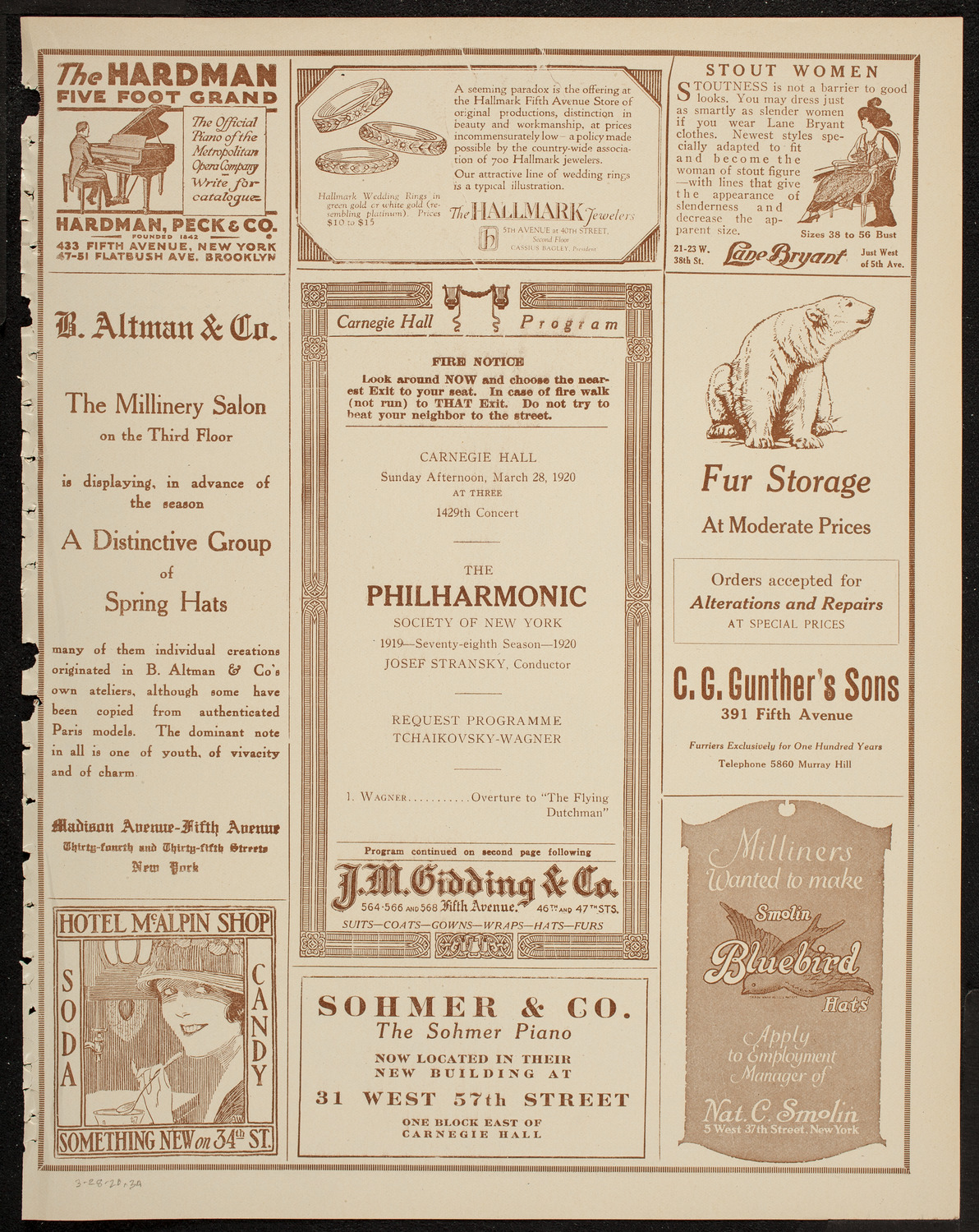 New York Philharmonic, March 28, 1920, program page 5