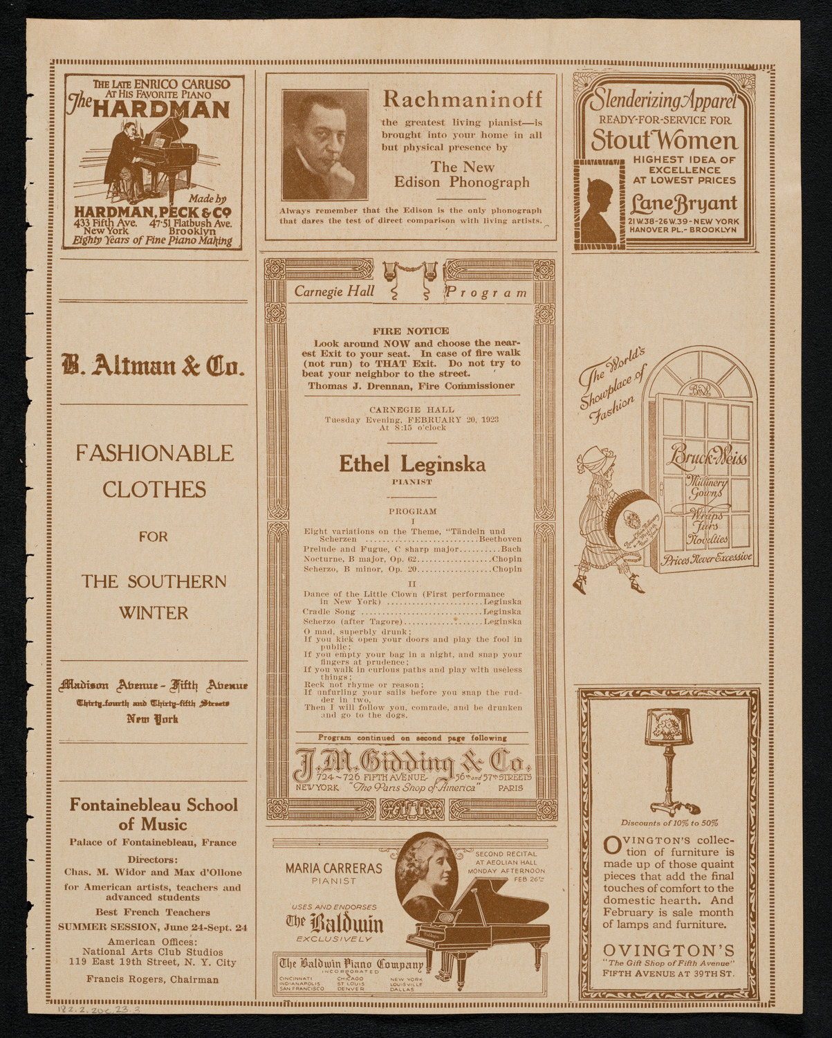 Ethel Leginska, Piano, February 20, 1923, program page 5