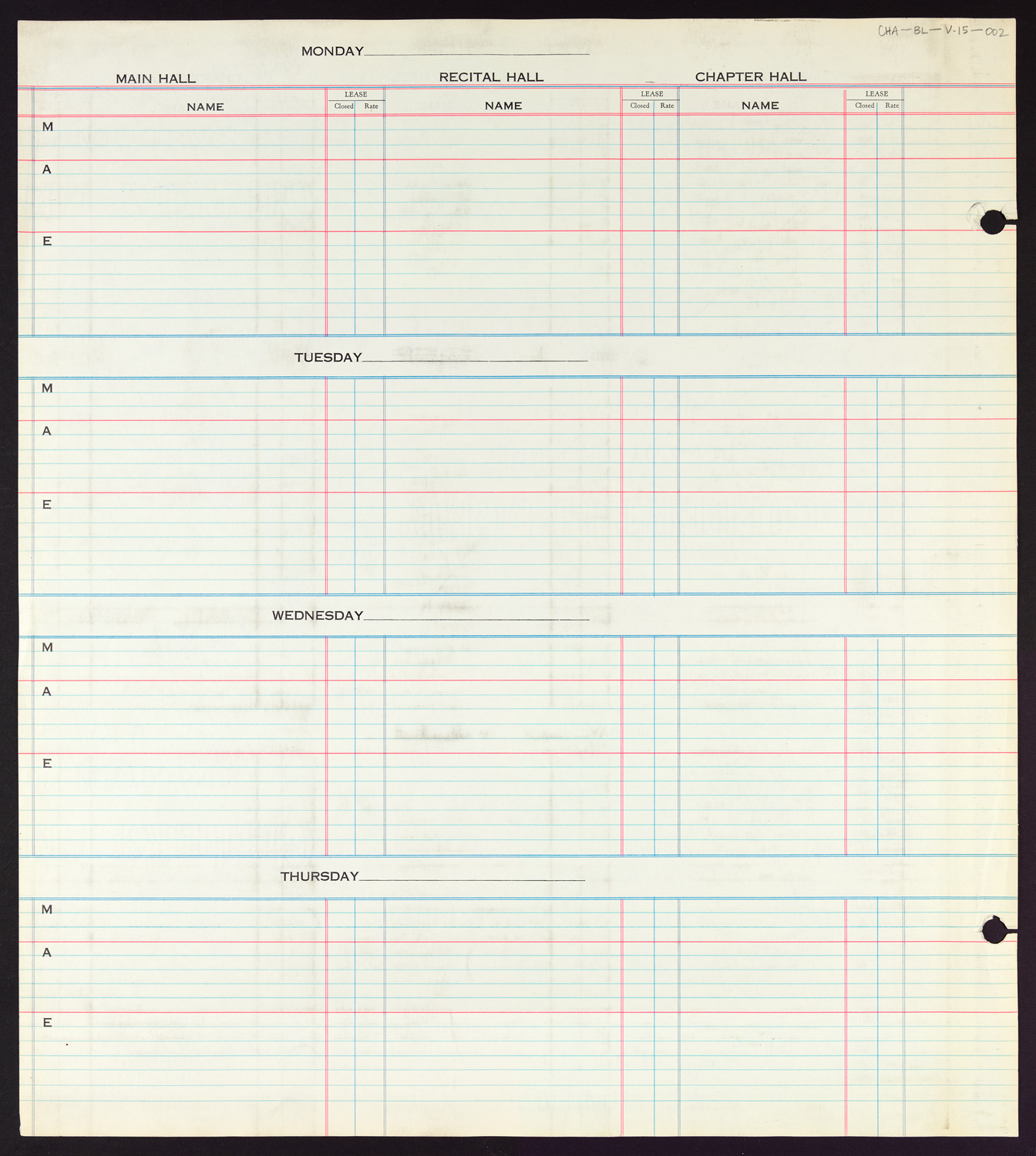 Carnegie Hall Booking Ledger, volume 15, page 2