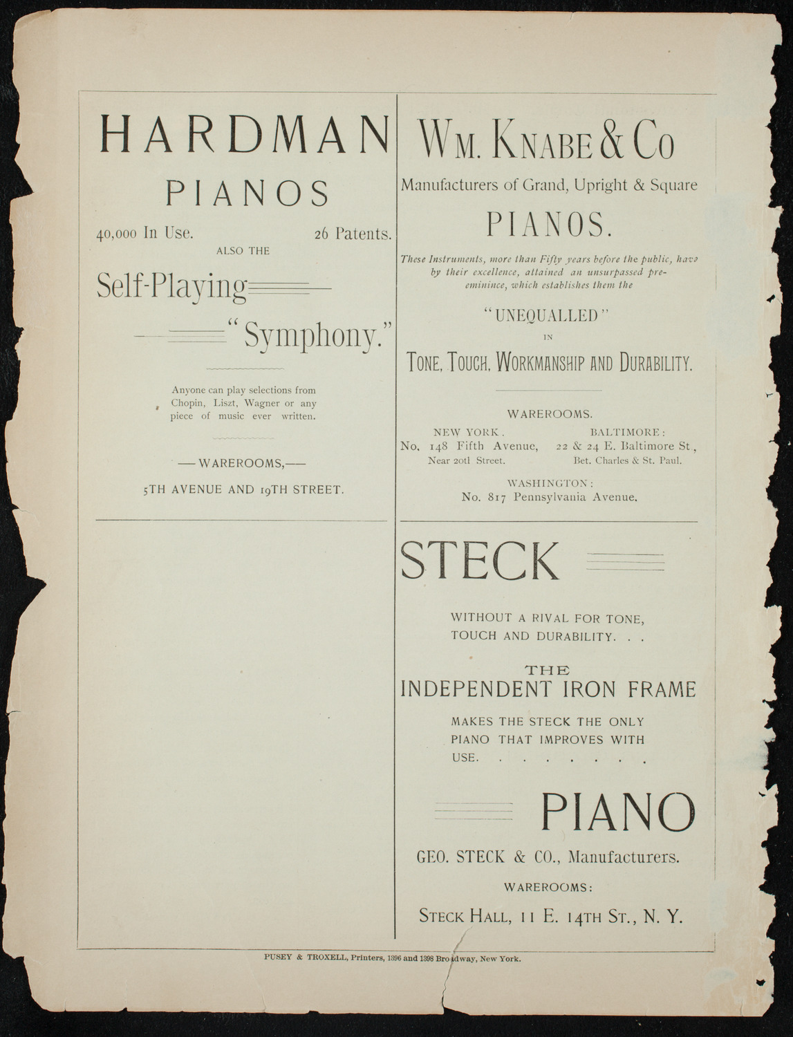 Society for Ethical Culture Program, October 31, 1891, program page 12