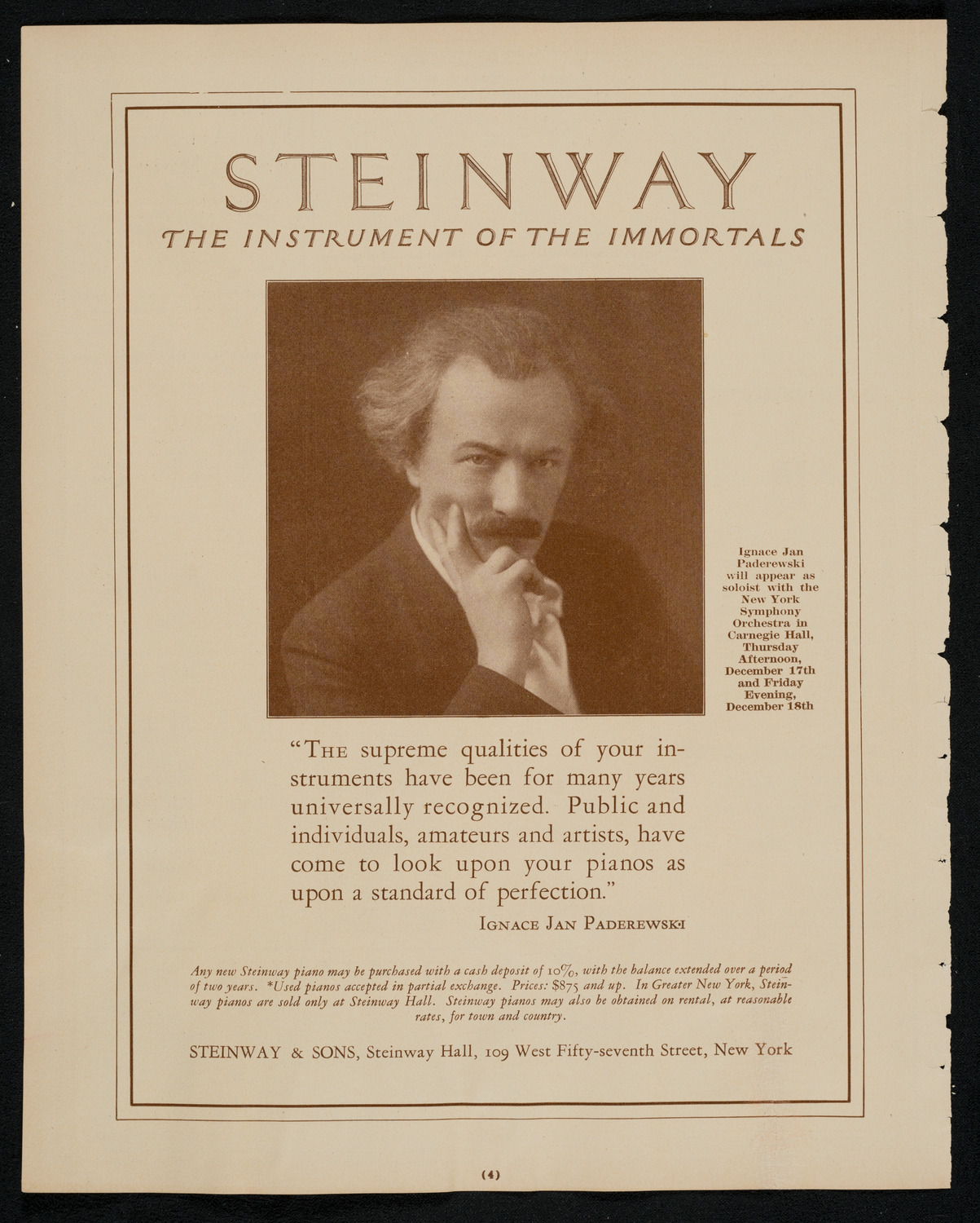 Ignacy Jan Paderewski, Piano, December 12, 1925, program page 4