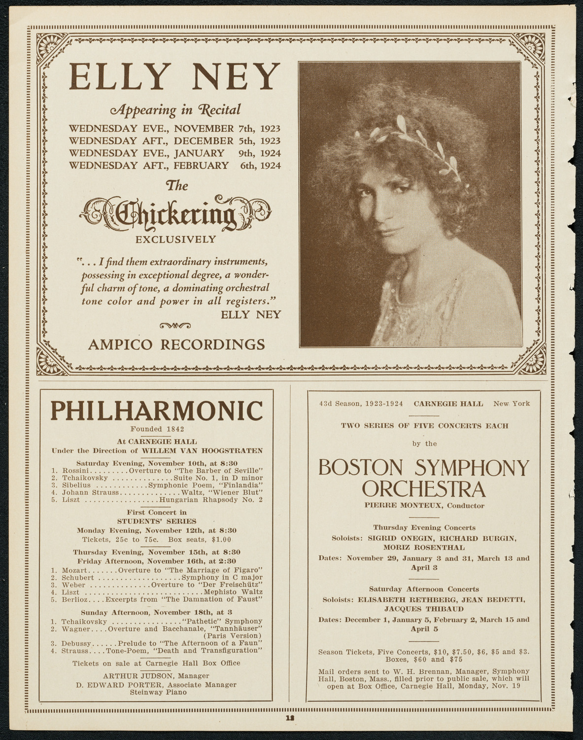New York Symphony Orchestra: Beethoven Cycle, November 9, 1923, program page 12