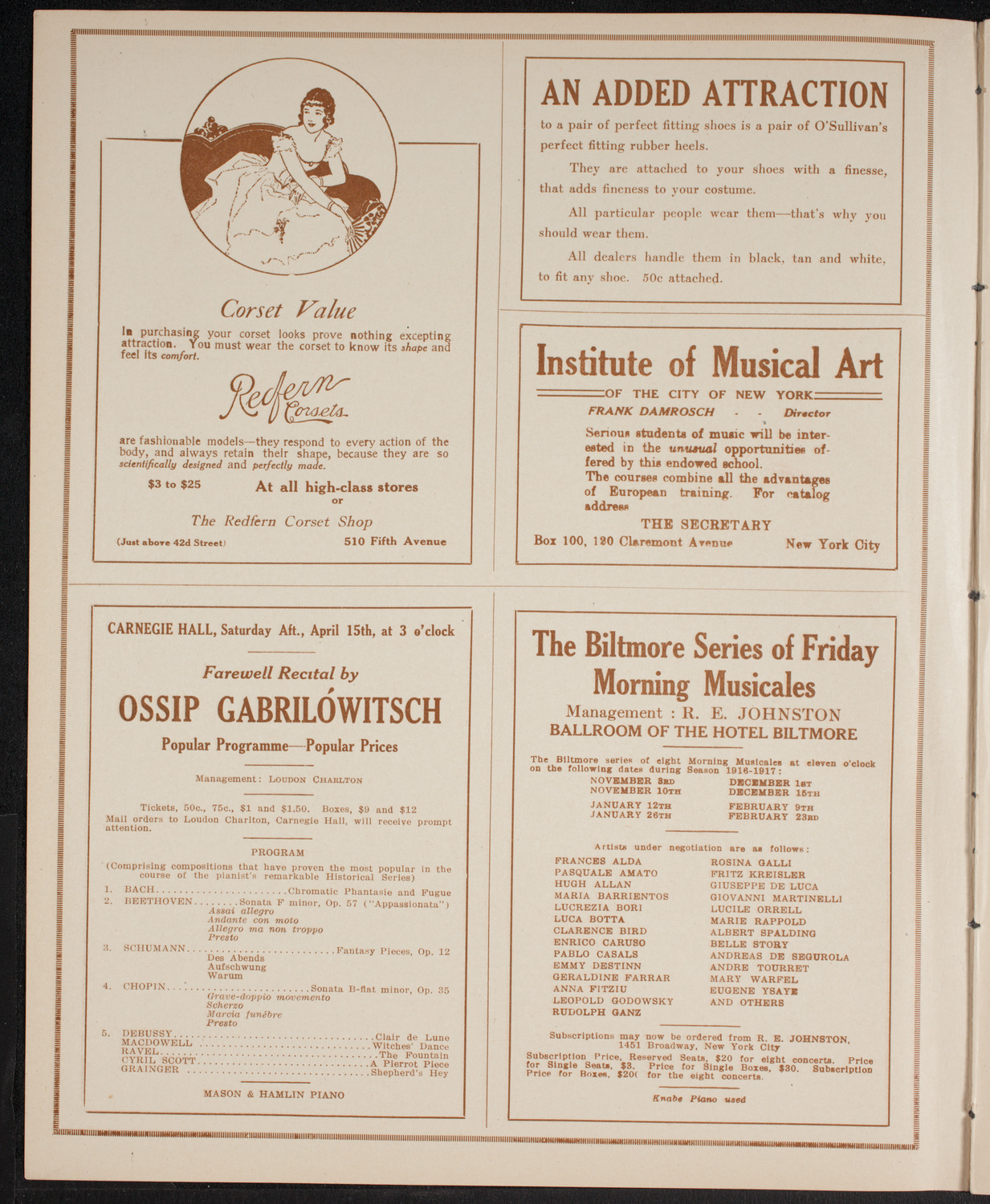 Julia Culp, Contralto, and Percy Grainger, Piano, April 11, 1916, program page 2