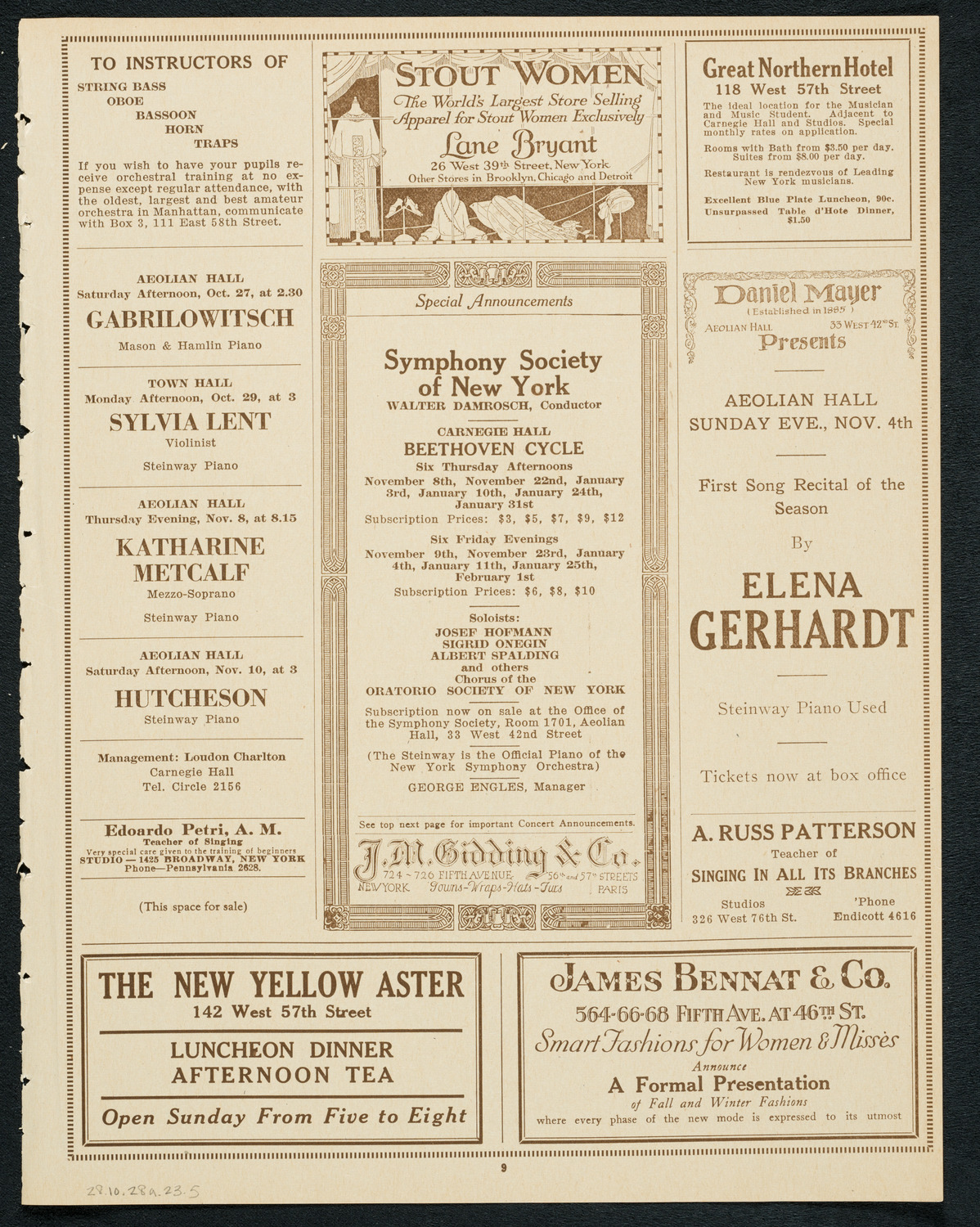 Sophie Braslau, Contralto, October 28, 1923, program page 9