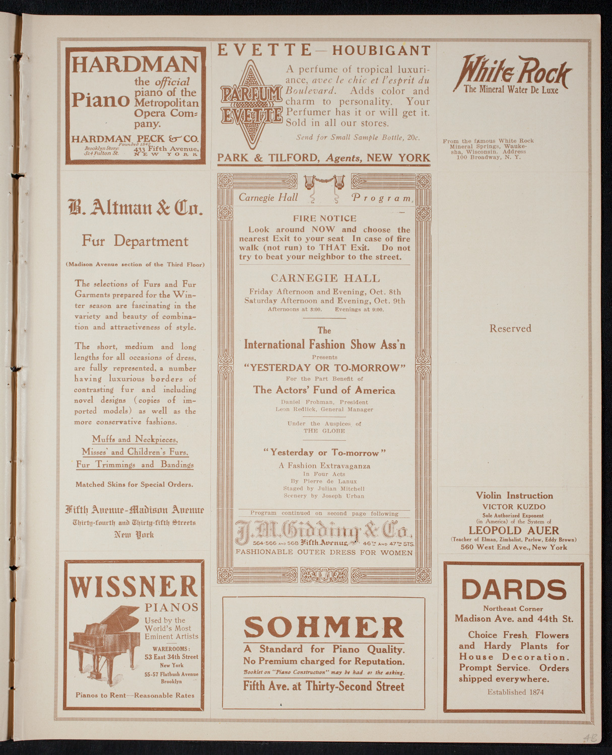 Fashion Show: "Yesterday or To-Morrow", October 8, 1915, program page 5