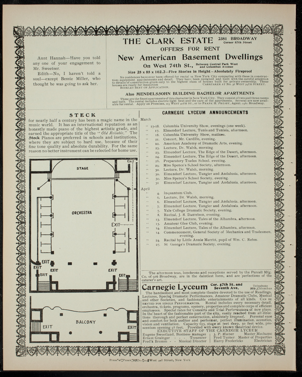Elmendorf Lecture: Tunis and Tunisia, March 16, 1905, program page 4