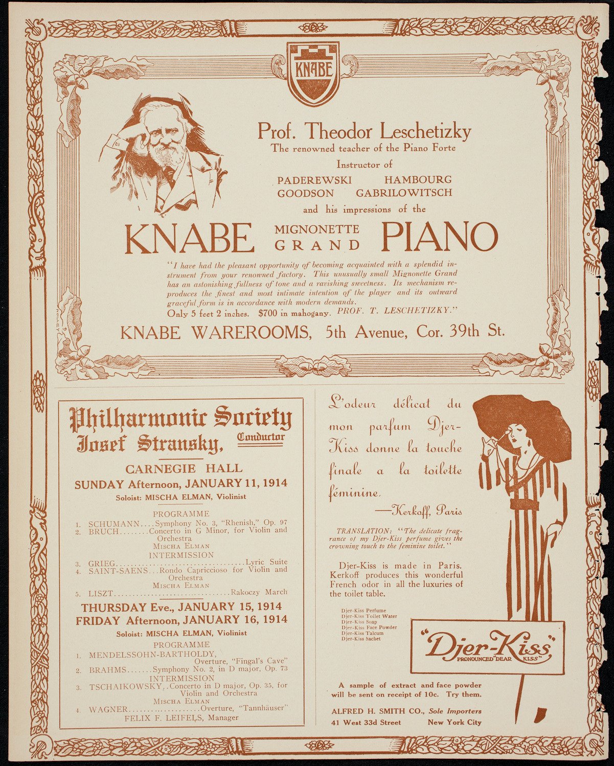 Teresa Carreño, Piano, January 9, 1914, program page 12