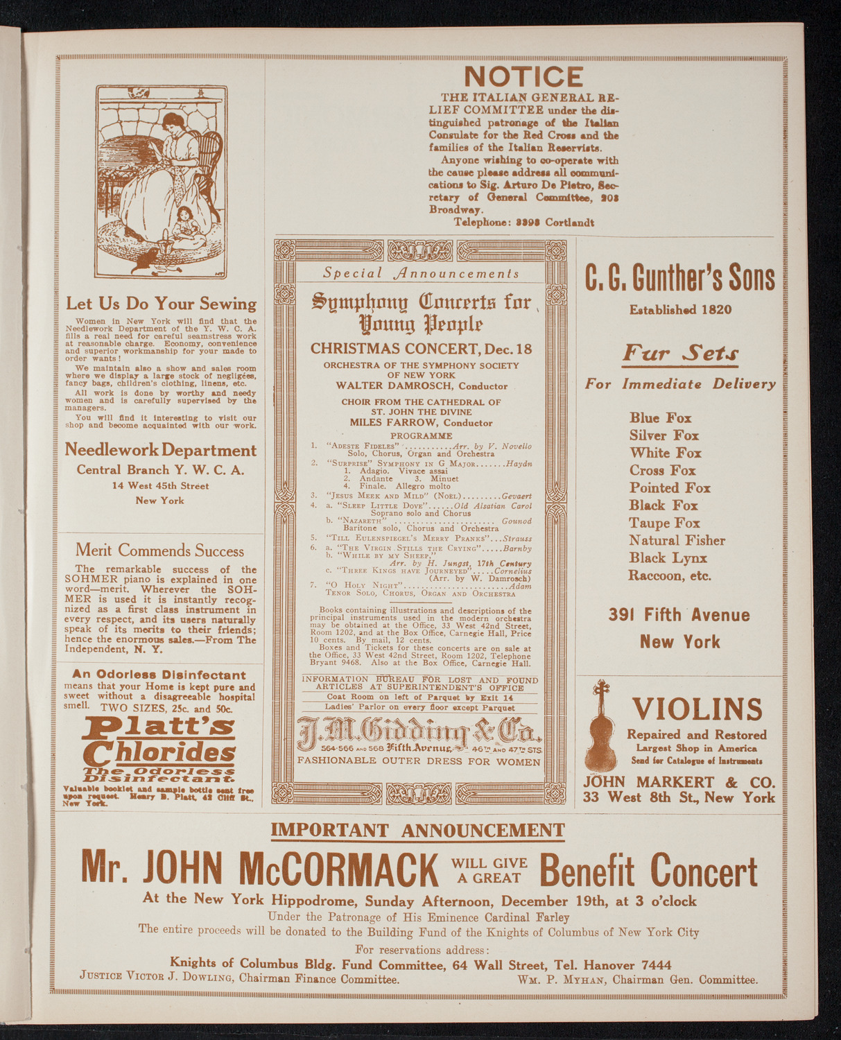 New York Philharmonic, November 26, 1915, program page 9