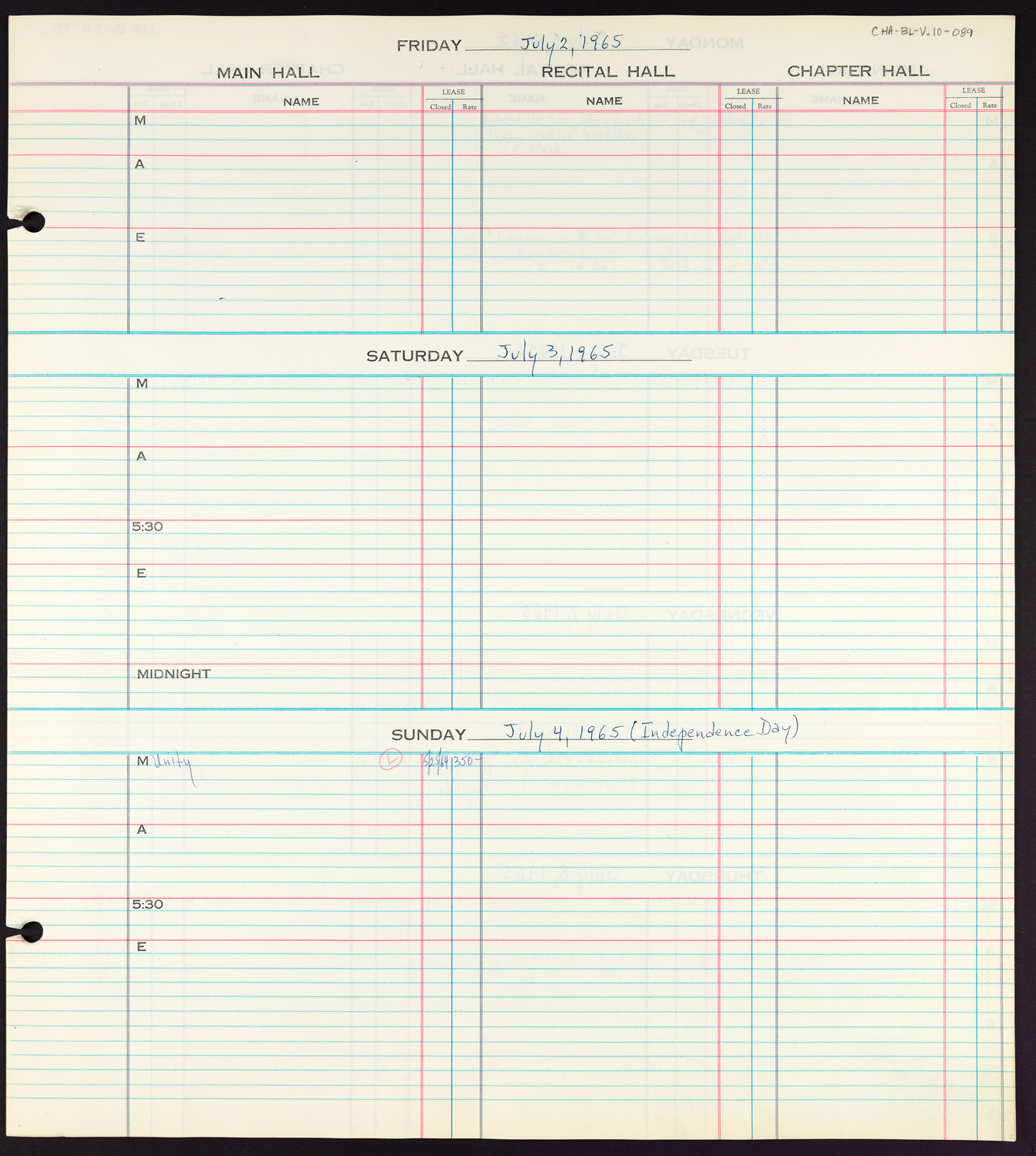 Carnegie Hall Booking Ledger, volume 10, page 89