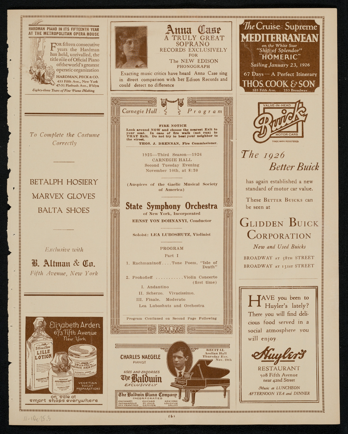 State Symphony Orchestra of New York, November 10, 1925, program page 5