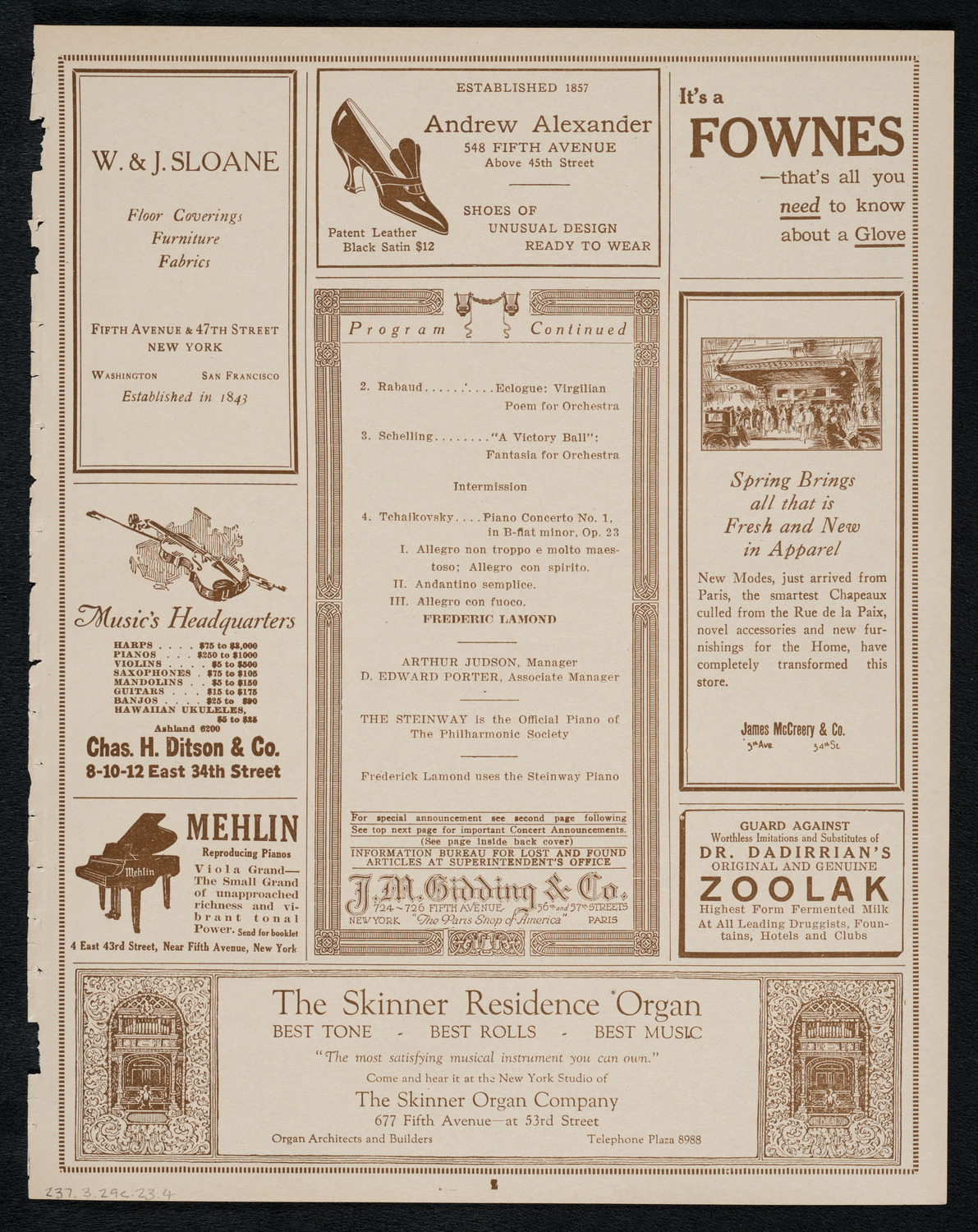 New York Philharmonic, March 29, 1923, program page 7