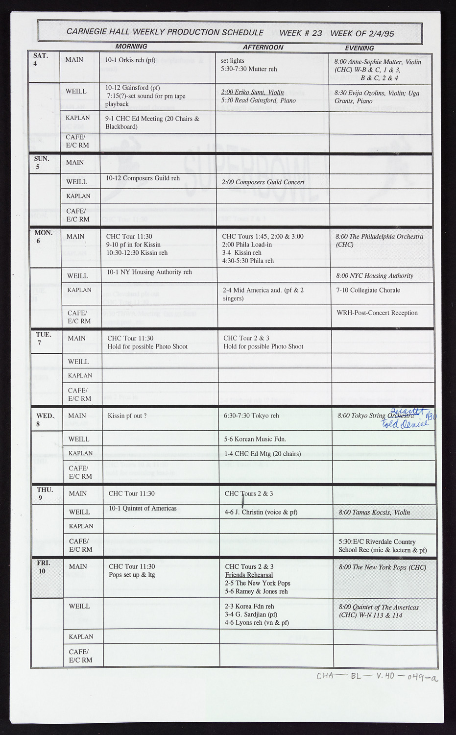 Carnegie Hall Booking Ledger, volume 40, page 49a