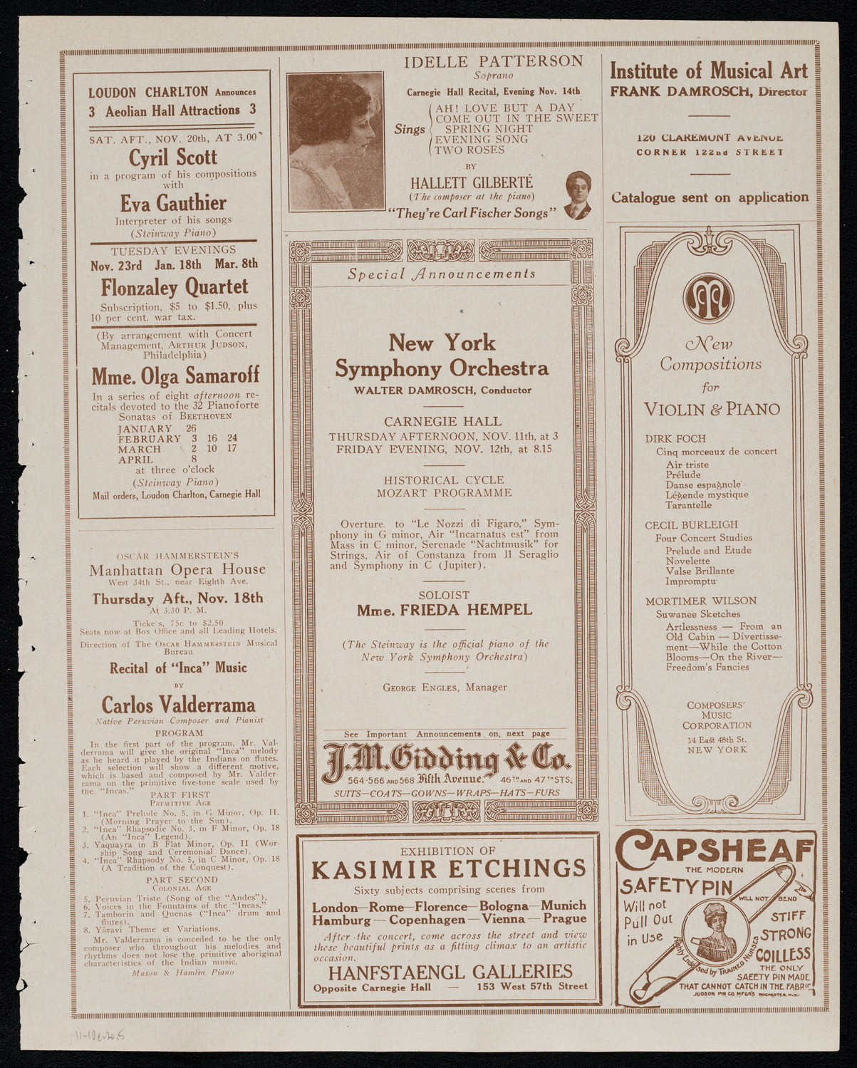 Sascha Jacobsen, Violin, November 10, 1920, program page 9