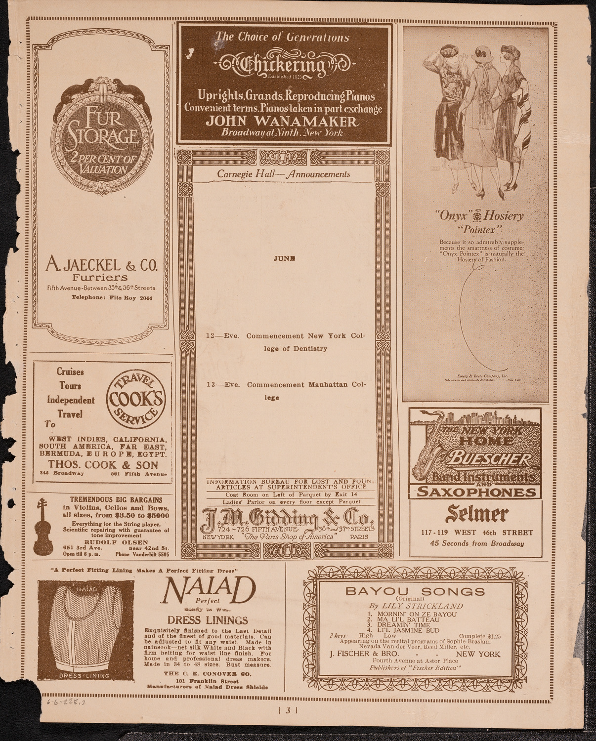 Graduation: College of Dental and Oral Surgery, June 6, 1922, program page 1