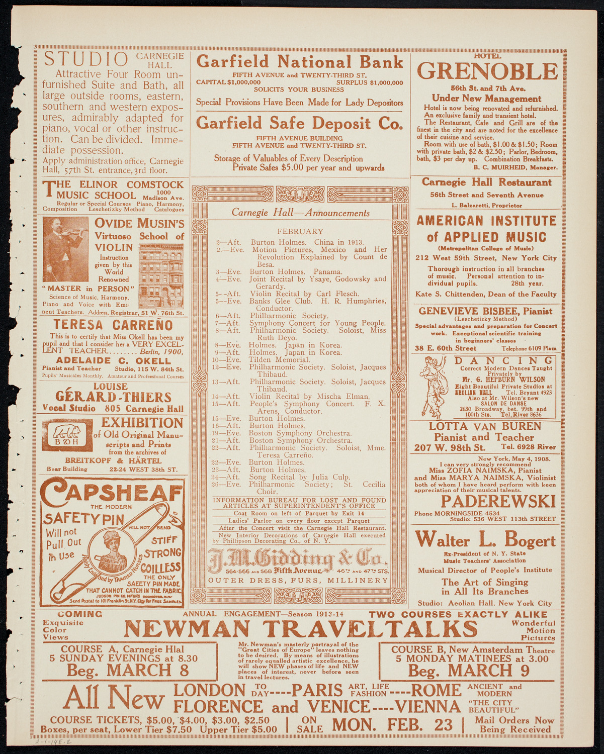 Burton Holmes Travelogue: China in 1913, February 1, 1914, program page 3