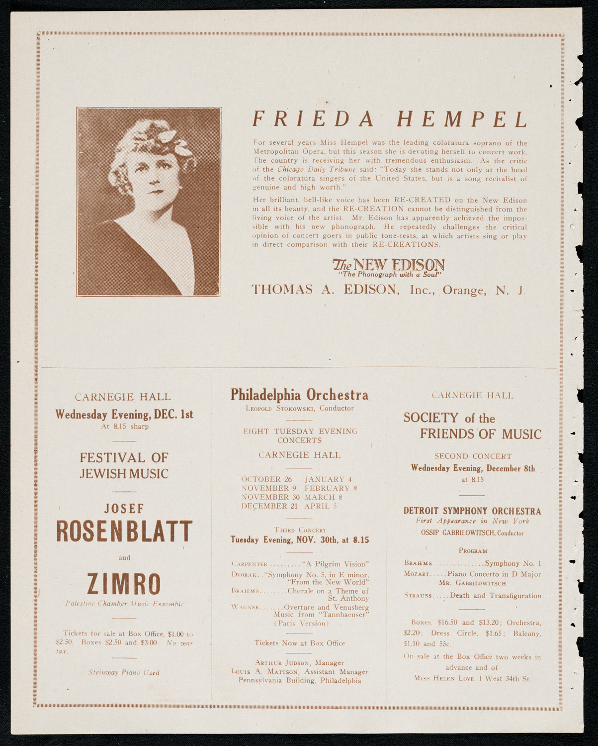 New York Philharmonic, November 28, 1920, program page 2