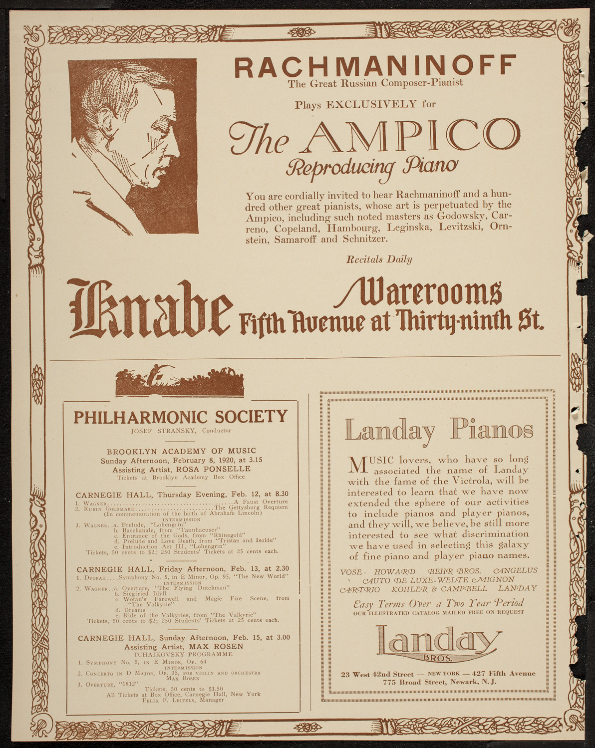 Josef Hofmann, Piano, February 8, 1920, program page 12
