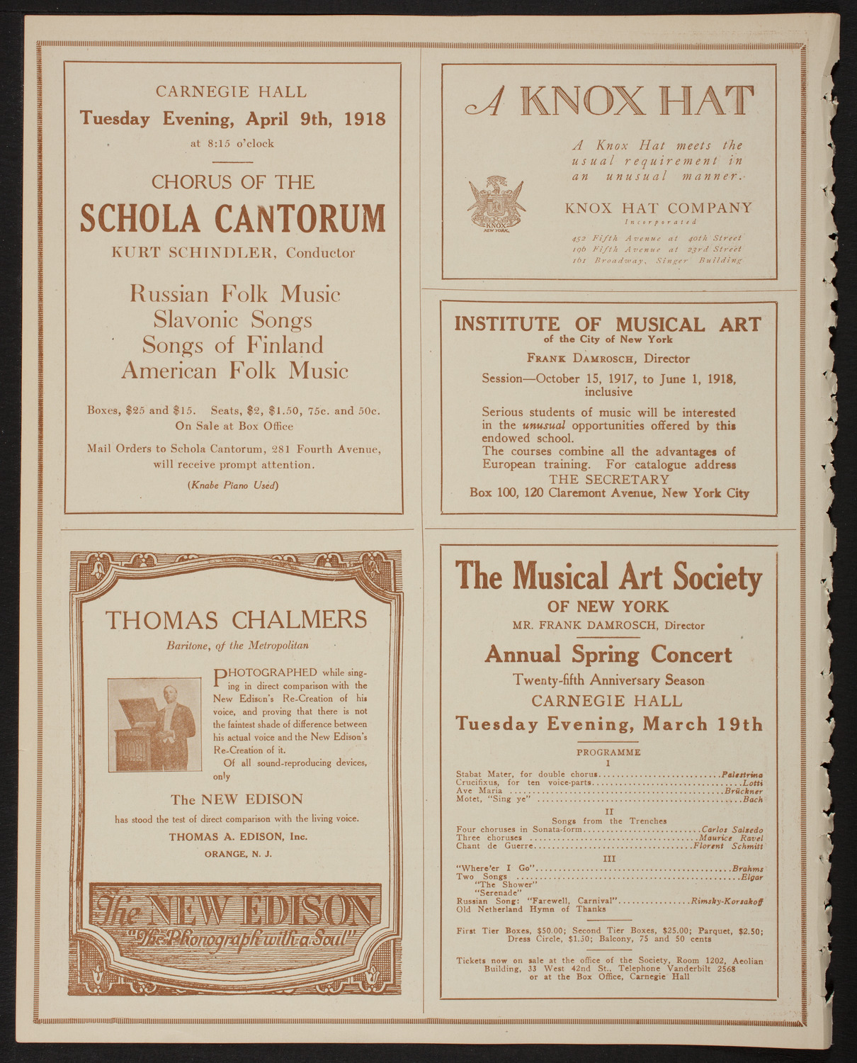 Music School Settlement Festival Concert, March 6, 1918, program page 2