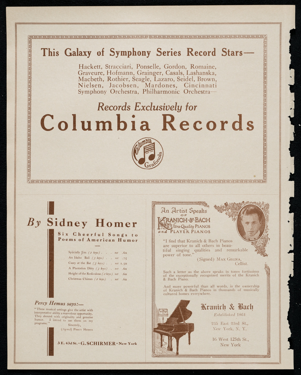 Josef Stopak, Violin, October 16, 1920, program page 6