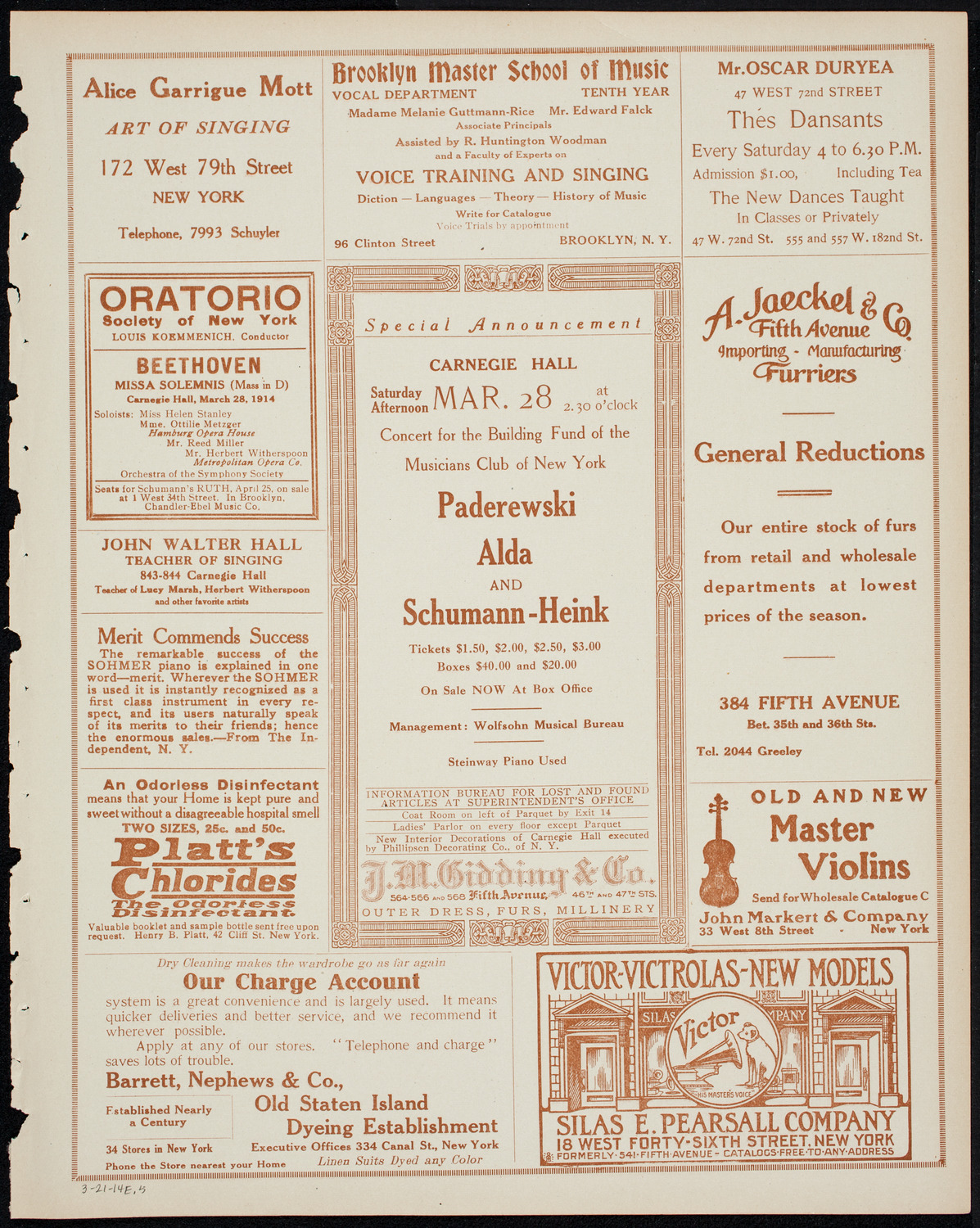 Jan Kubelik, Violin, with Orchestra, March 21, 1914, program page 9