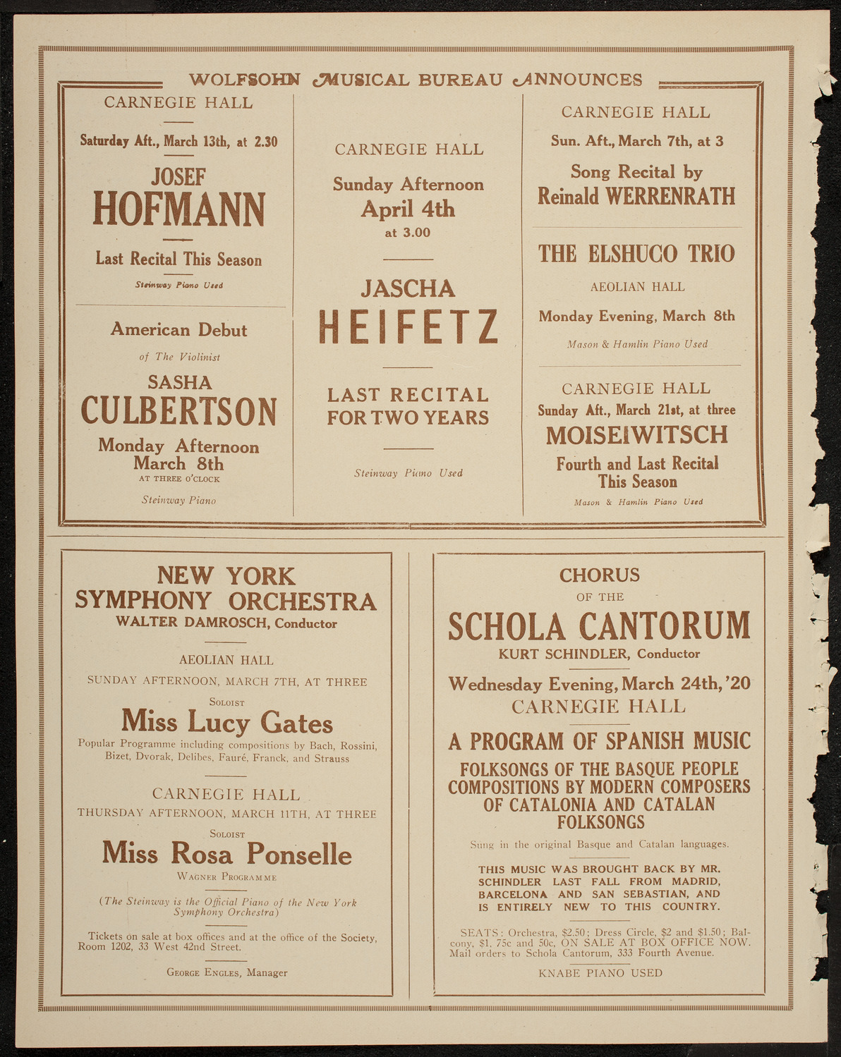 New York Philharmonic, February 29, 1920, program page 8