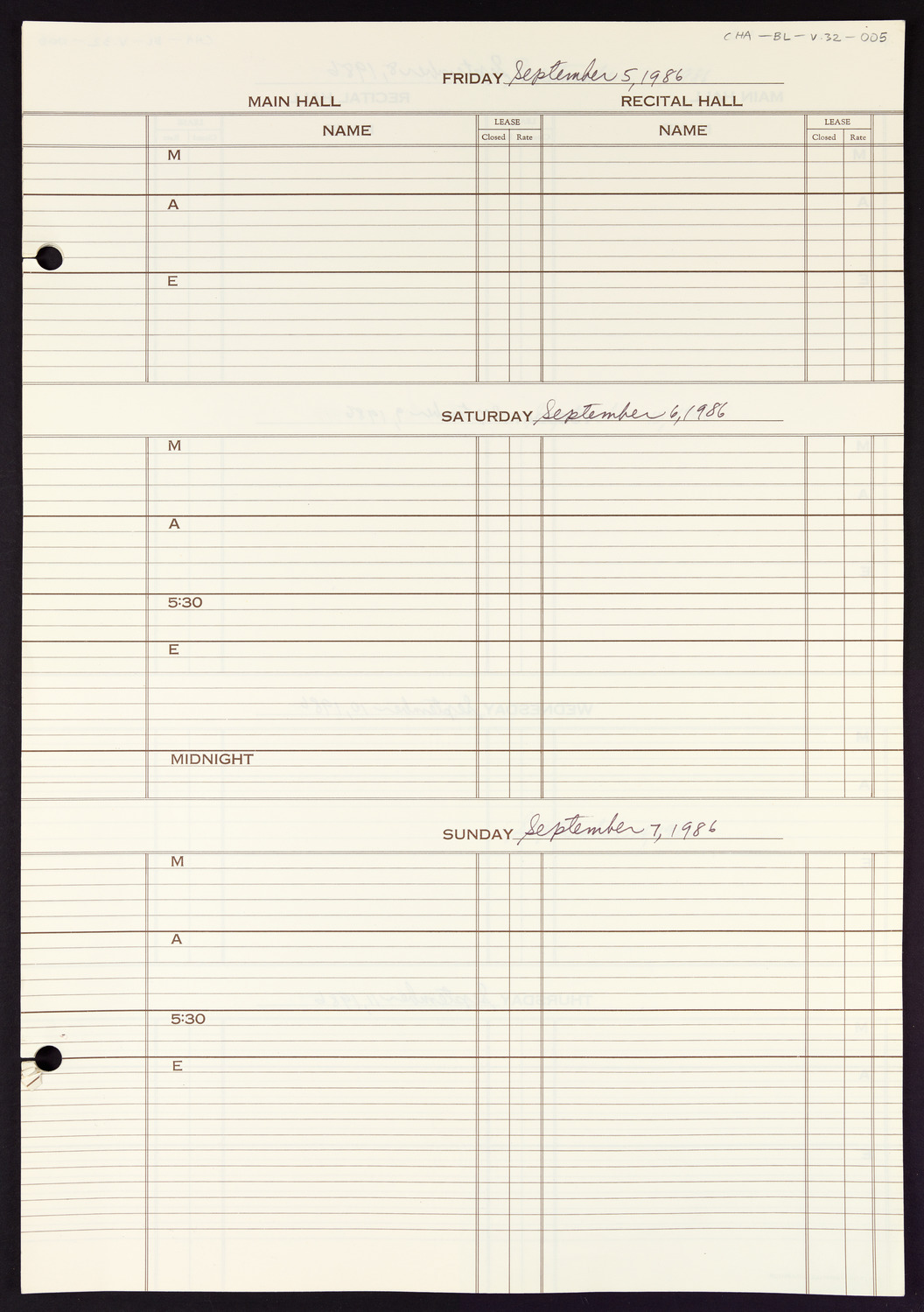 Carnegie Hall Booking Ledger, volume 32, page 5