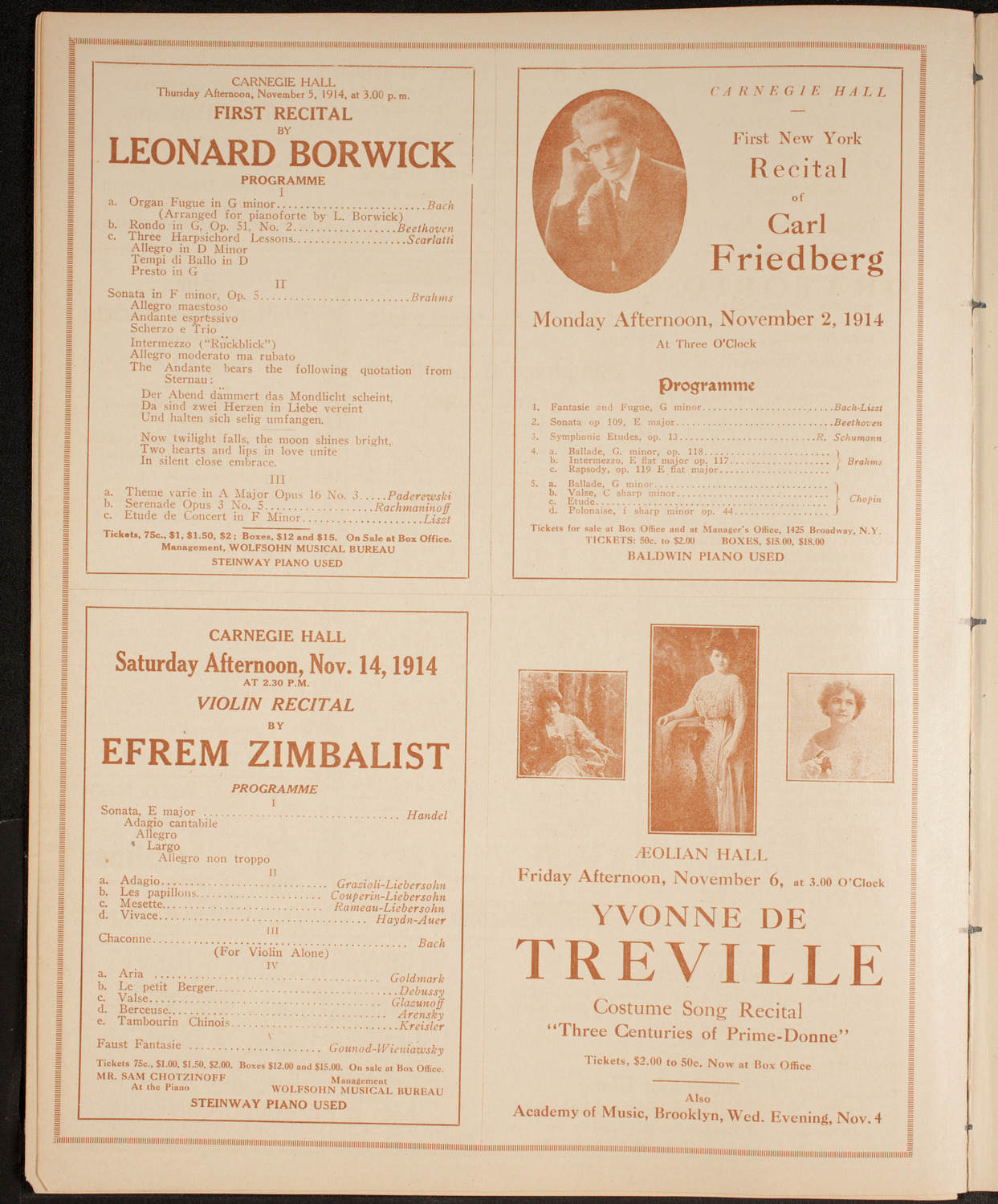 New York Philharmonic, October 29, 1914, program page 10