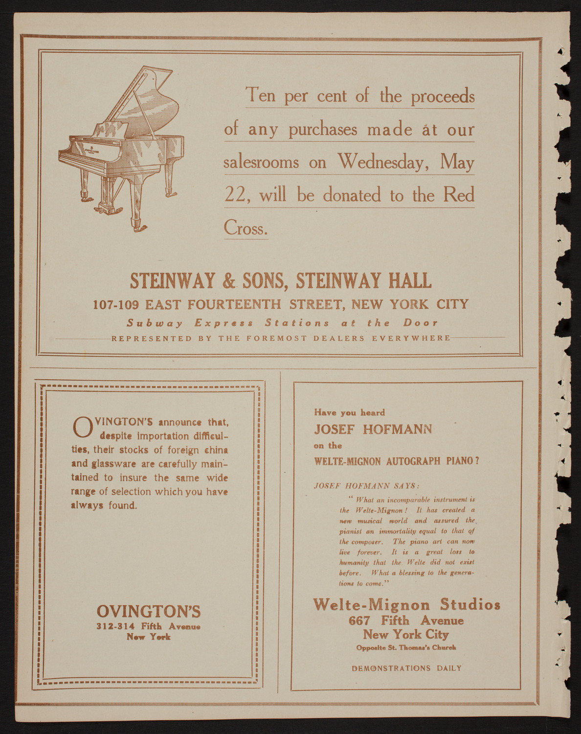 Josef Hofmann, Piano, May 21, 1918, program page 4