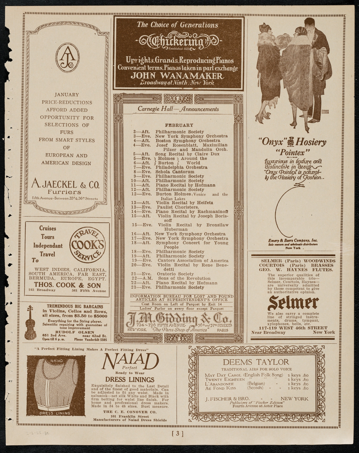 Boston Symphony Orchestra, February 2, 1922, program page 3