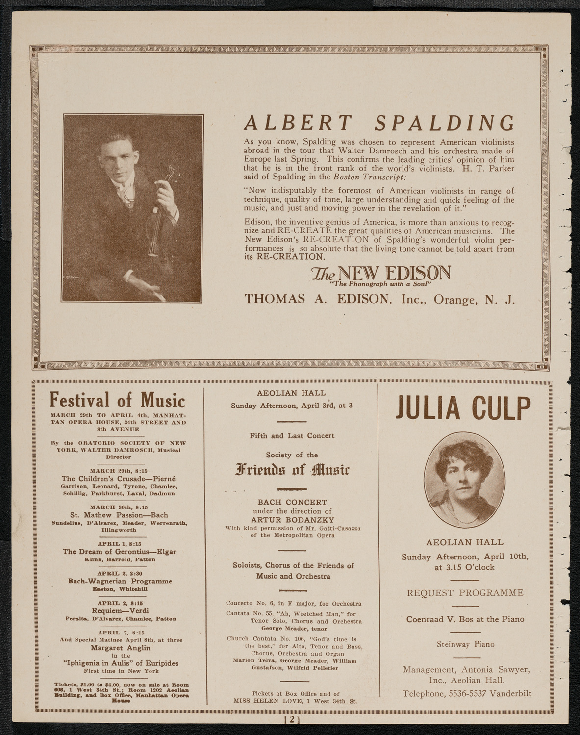 Mecca Temple of New York: Ancient Arabic Order of the Nobles of the Mystic Shrine, March 30, 1921, program page 2