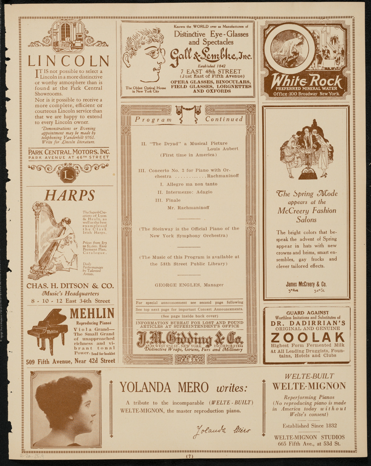 New York Symphony Orchestra, April 2, 1925, program page 7