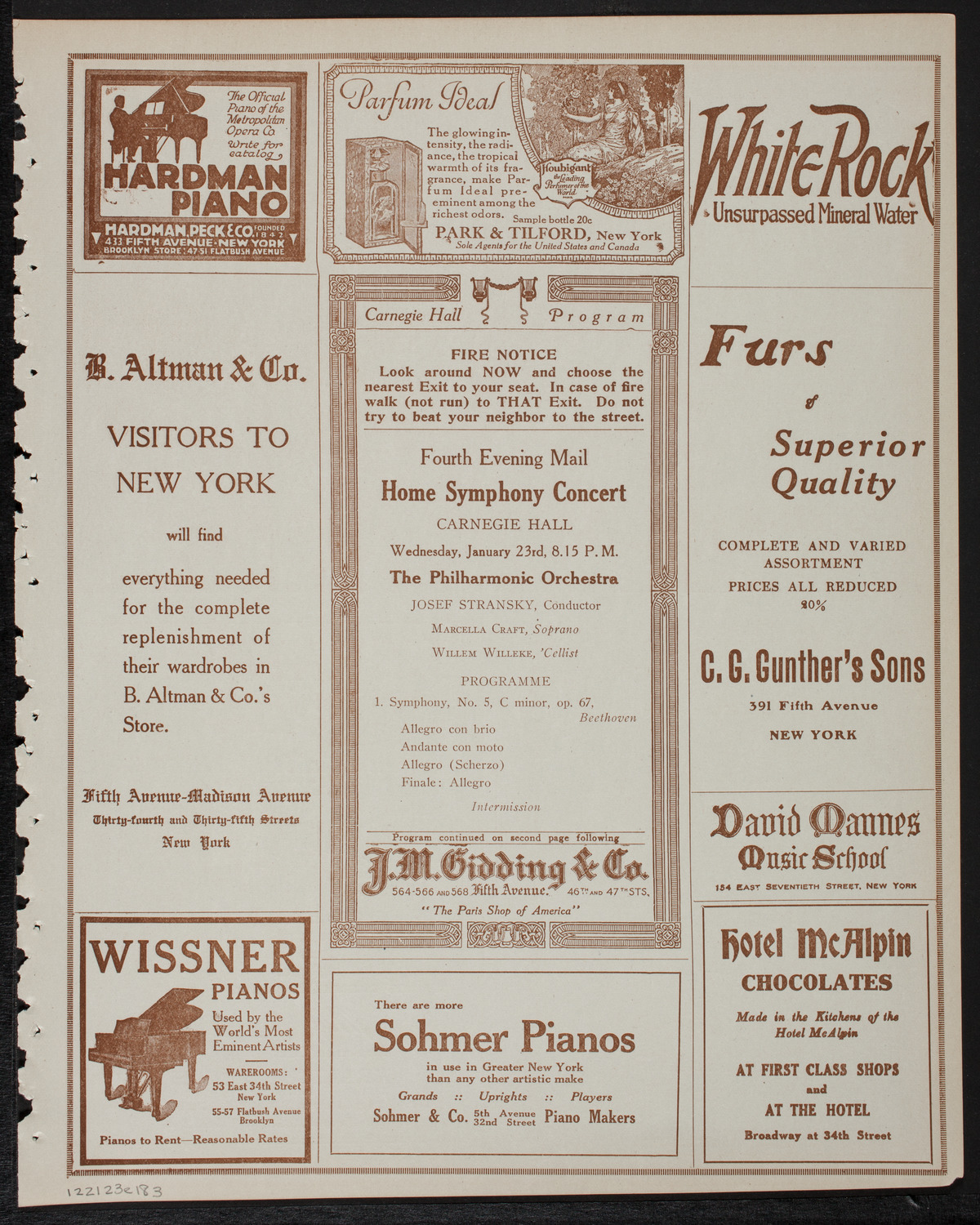Home Symphony Concert: New York Philharmonic, January 23, 1918, program page 5